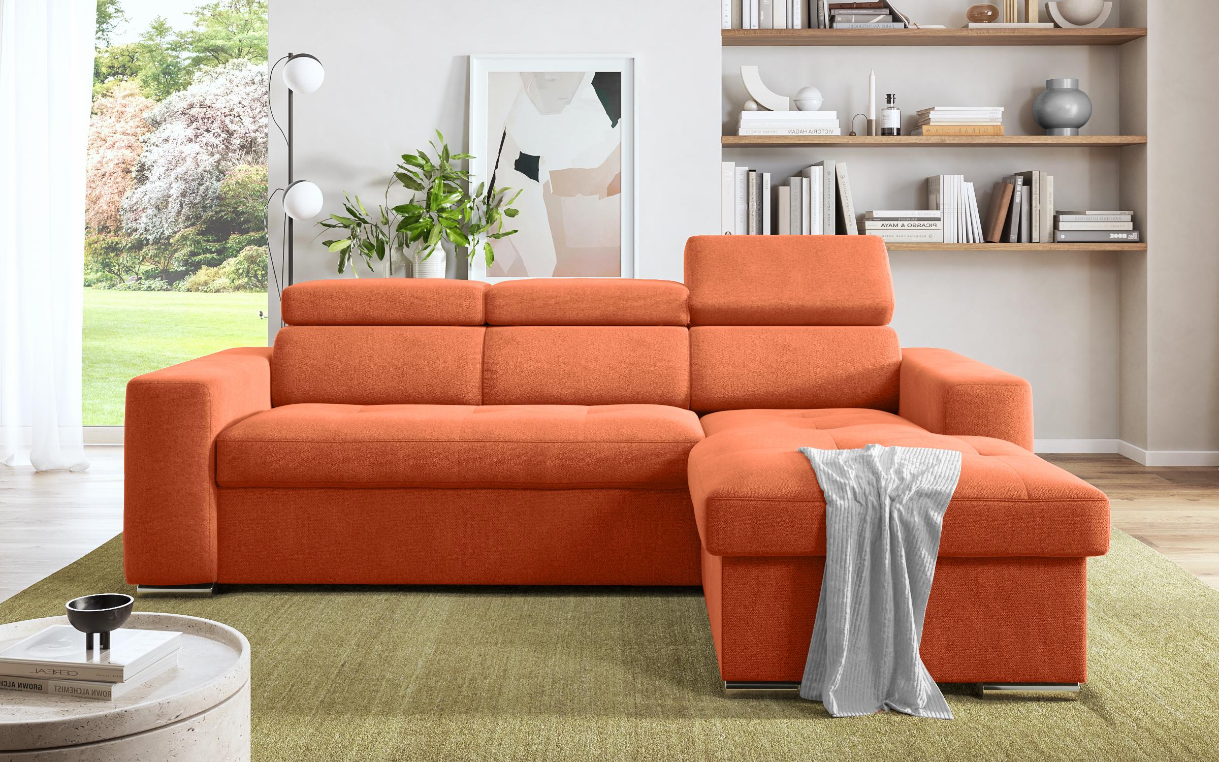 Γωνιακός καναπές - κρεβάτι Navi, πορτοκαλί  1