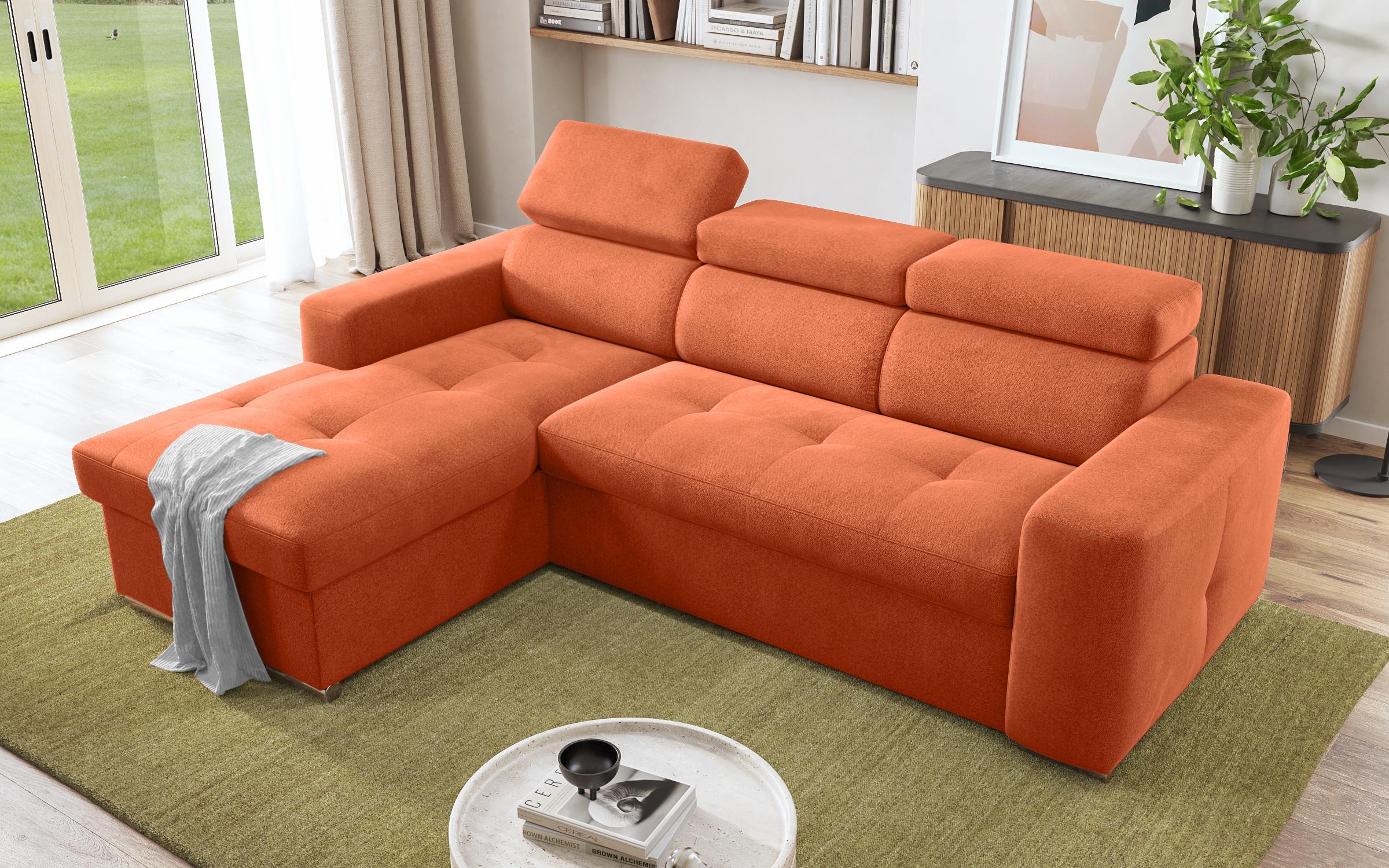 Γωνιακός καναπές - κρεβάτι Navi, πορτοκαλί  6