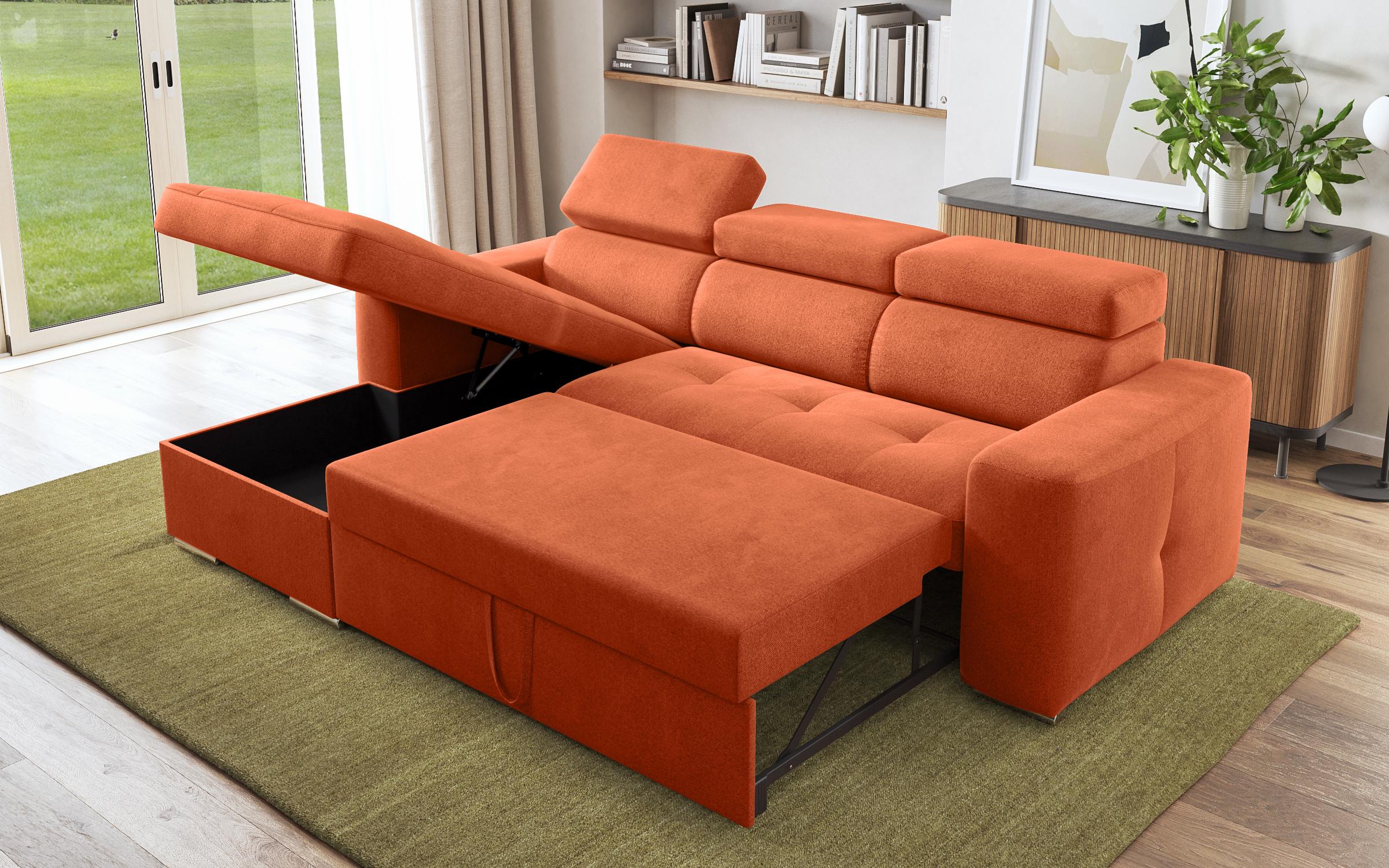 Γωνιακός καναπές - κρεβάτι Navi, πορτοκαλί  8