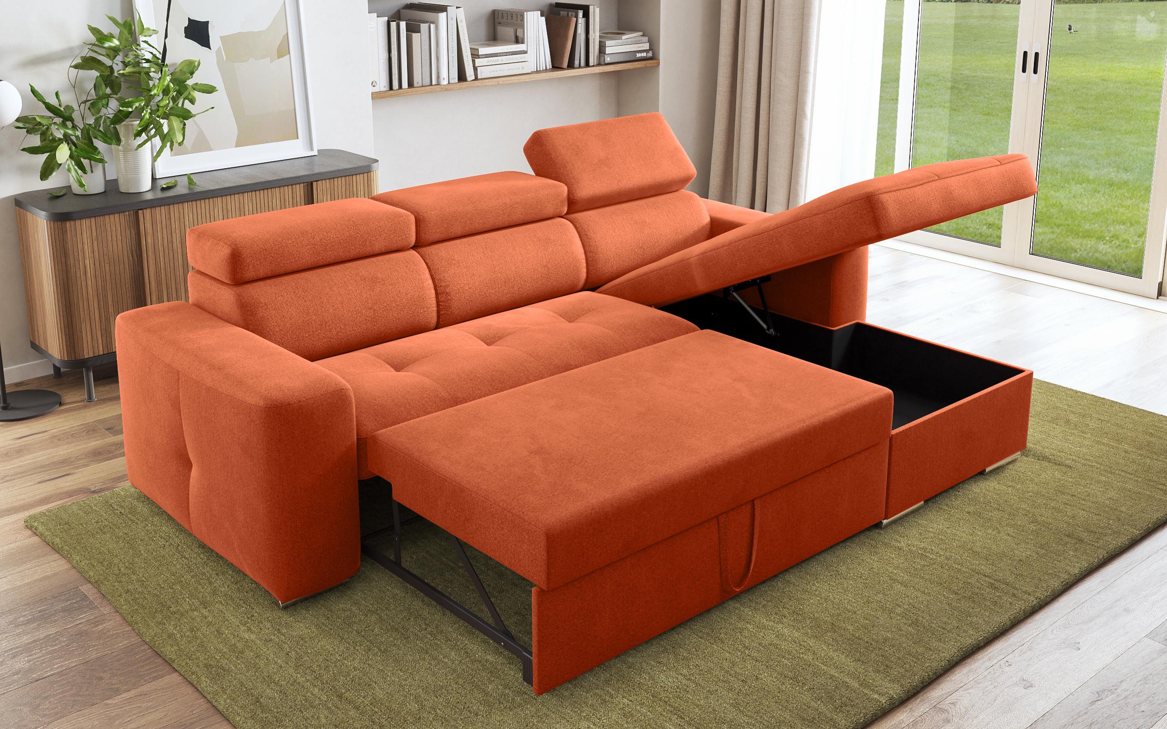 Γωνιακός καναπές - κρεβάτι Navi, πορτοκαλί  7
