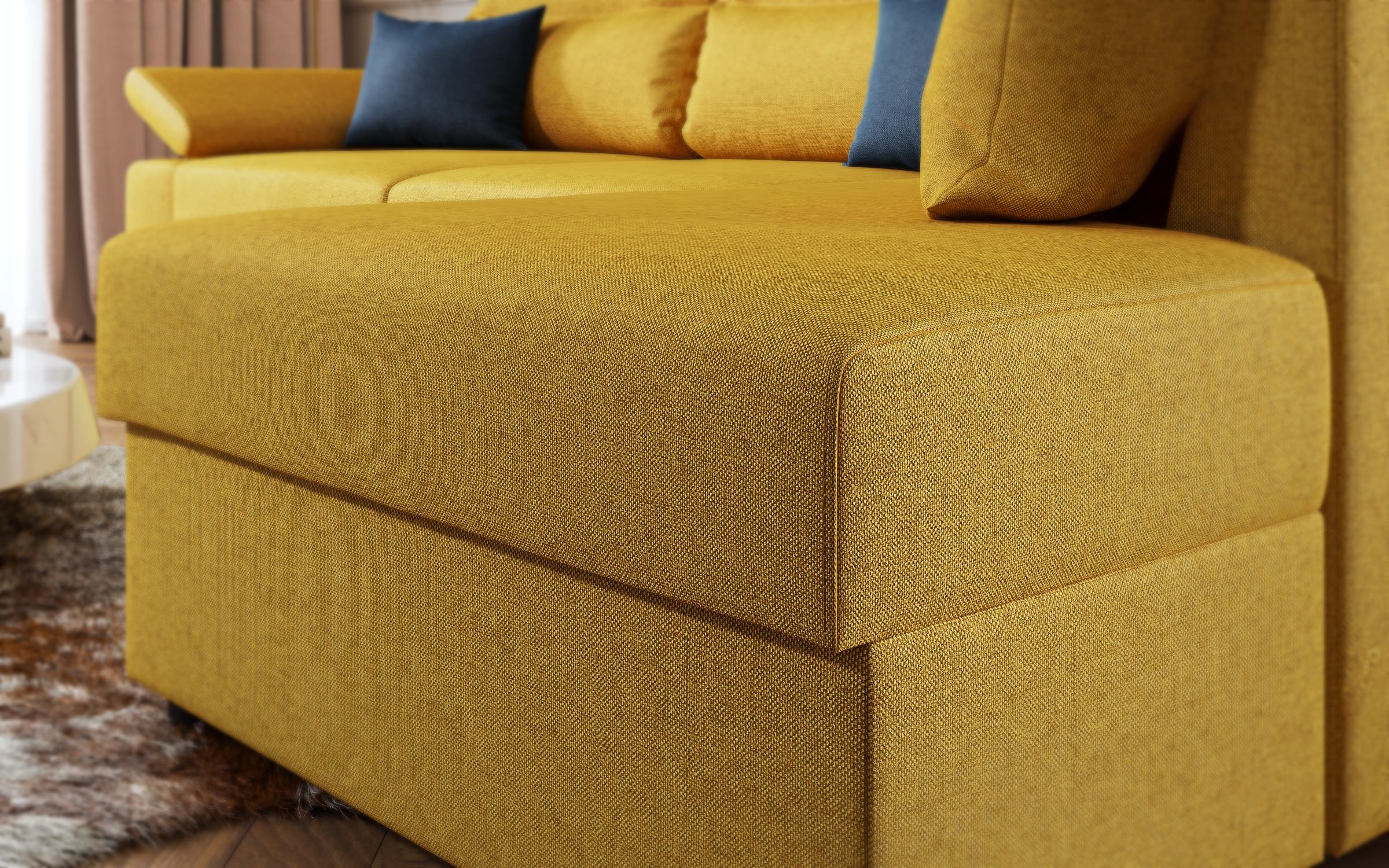 Γωνιακός καναπές - κρεβάτι Orlean, κίτρινο + μπλε  6