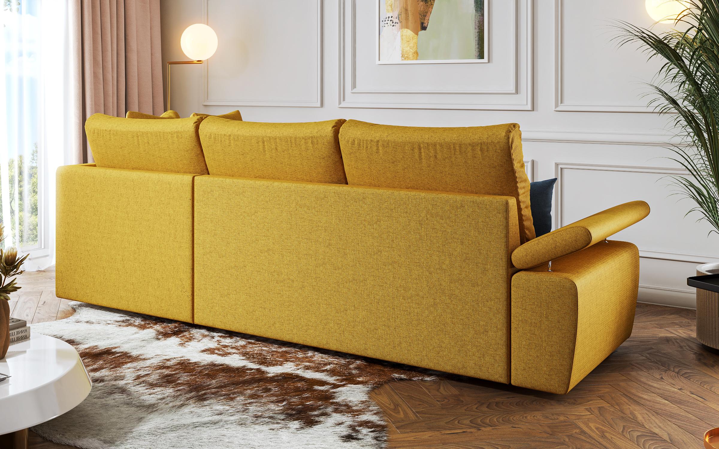 Γωνιακός καναπές - κρεβάτι Orlean, κίτρινο + μπλε  8