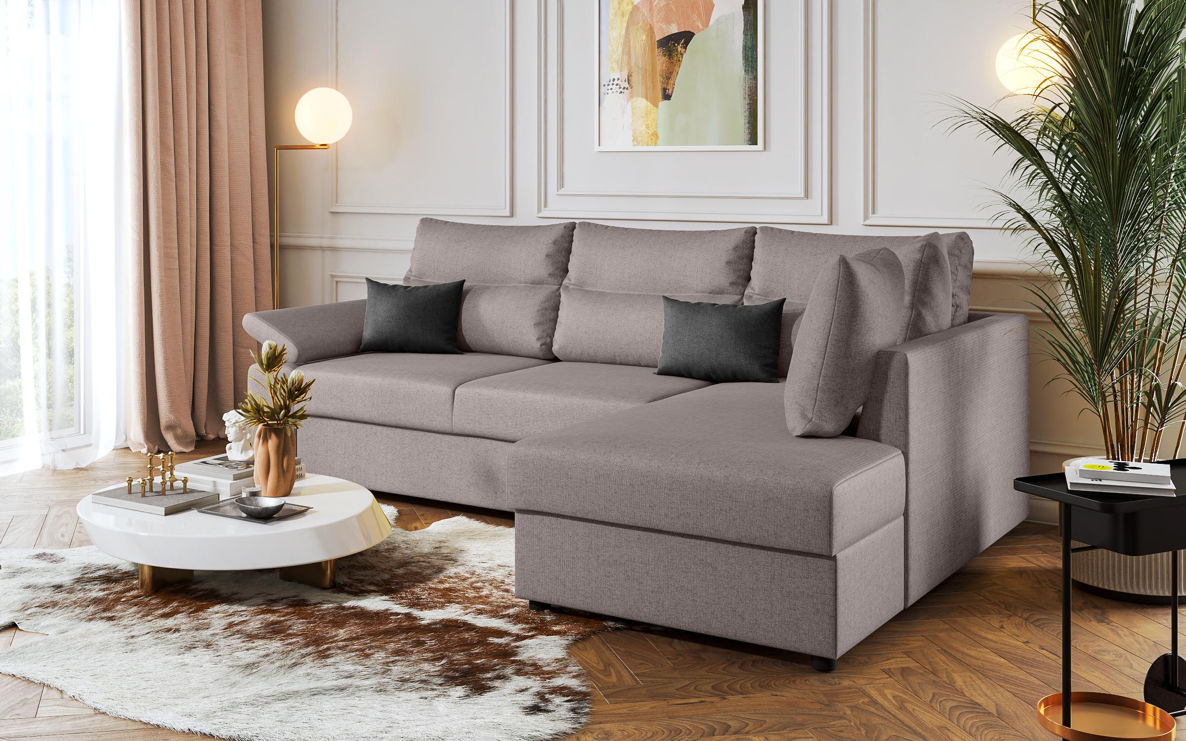 Γωνιακός καναπές - κρεβάτι Orlean, ανοιχτό γκρι + σκούρο γκρι  3
