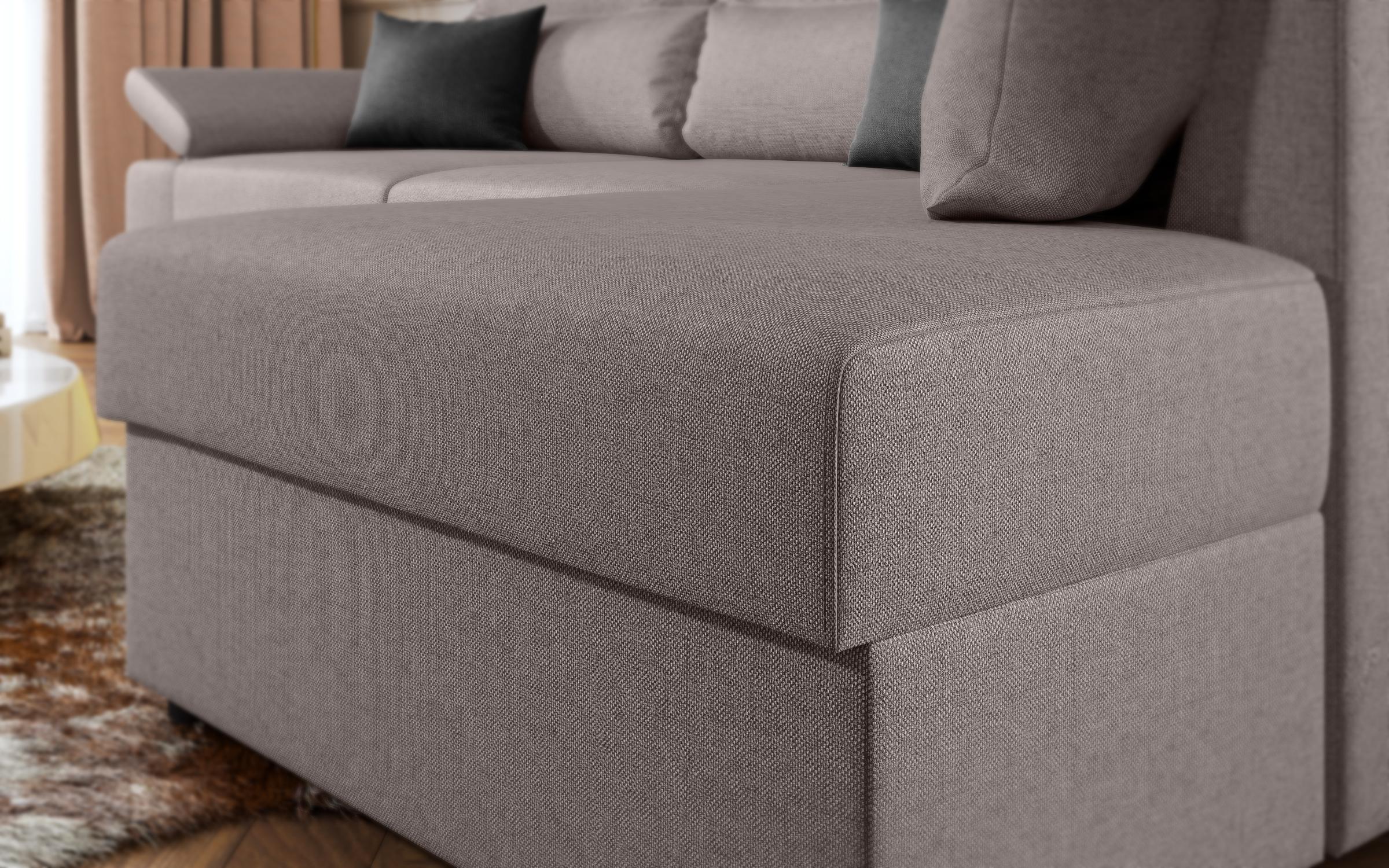 Γωνιακός καναπές - κρεβάτι Orlean, ανοιχτό γκρι + σκούρο γκρι  6