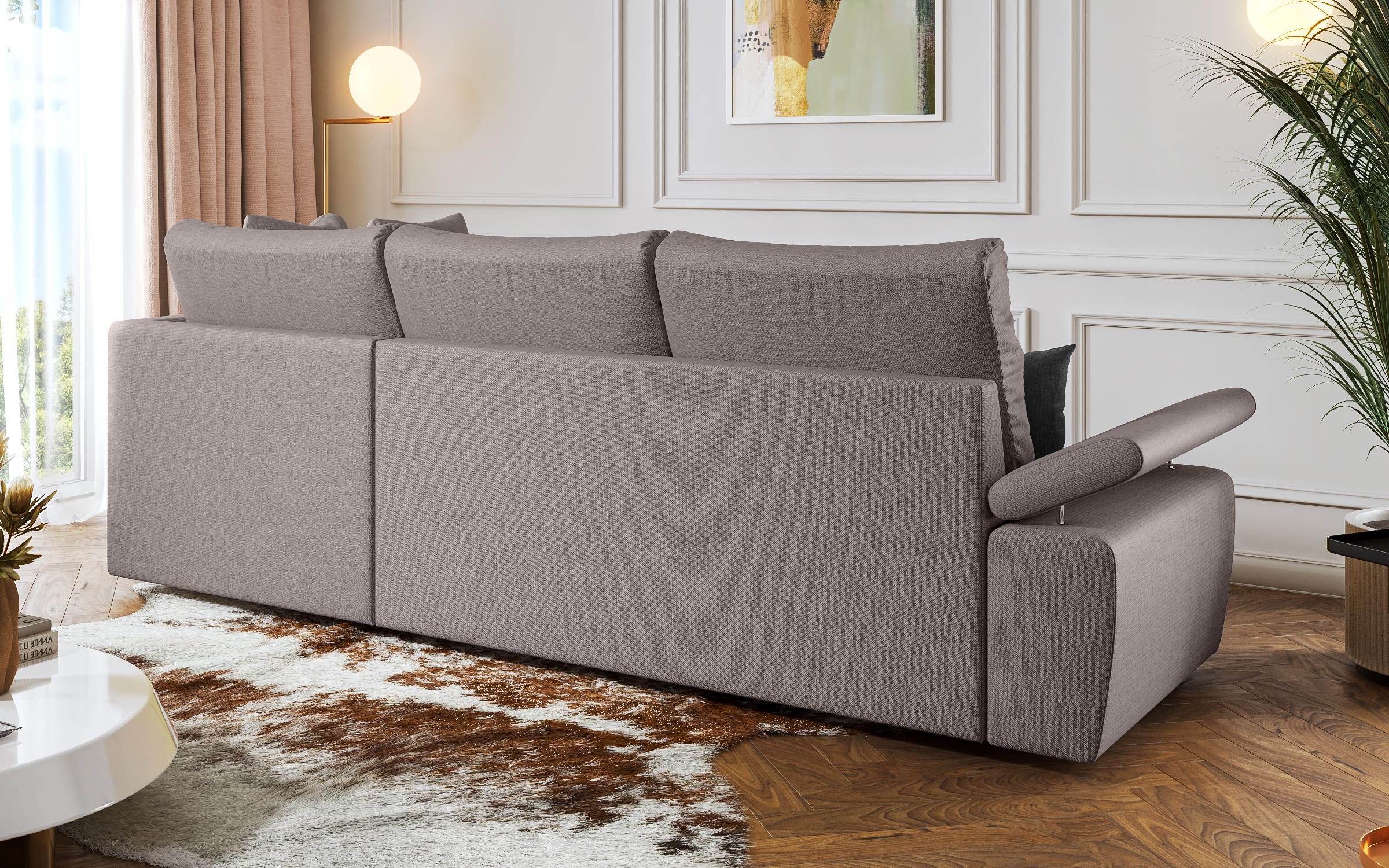 Γωνιακός καναπές - κρεβάτι Orlean, ανοιχτό γκρι + σκούρο γκρι  8