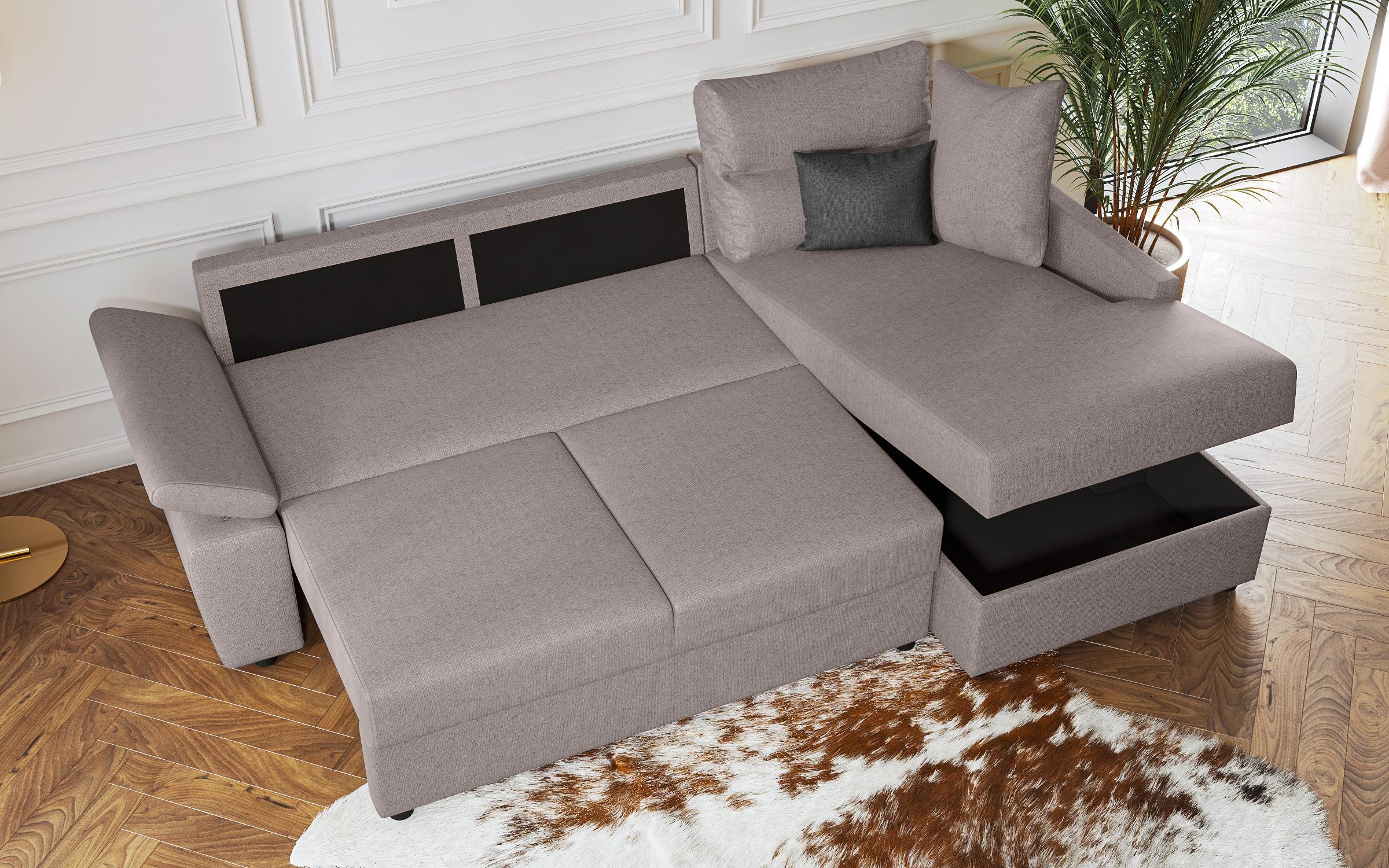Γωνιακός καναπές - κρεβάτι Orlean, ανοιχτό γκρι + σκούρο γκρι  9