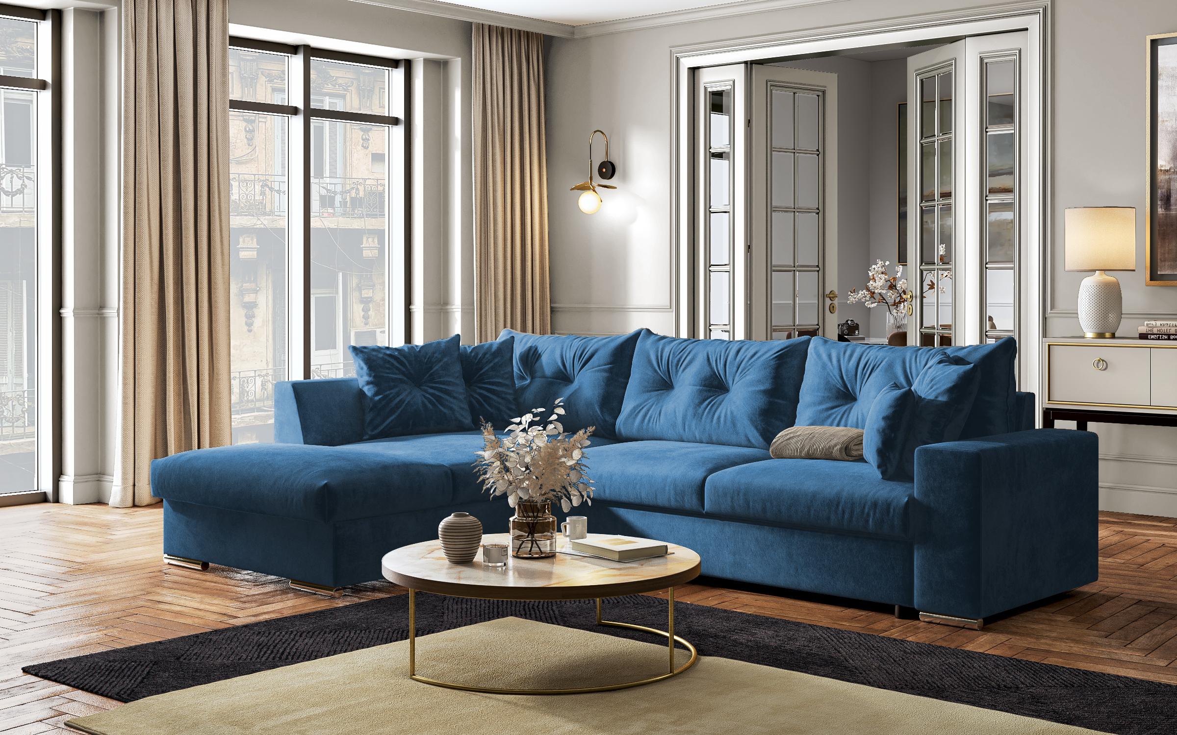 Γωνιακός καναπές Roma, μπλε  10