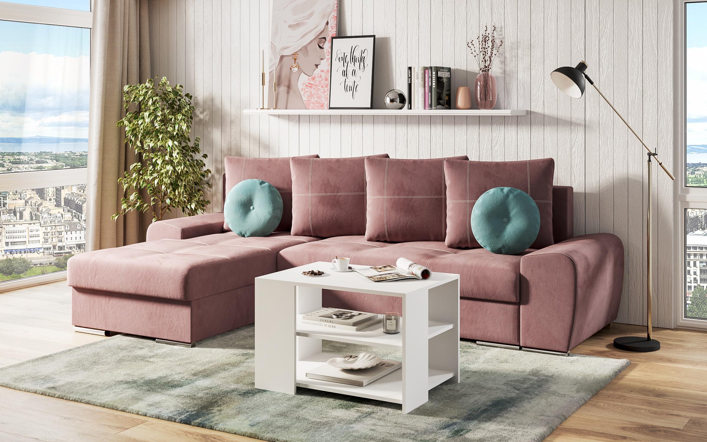 Γωνιακός καναπές – κρεβάτι Roli, ροζ  8