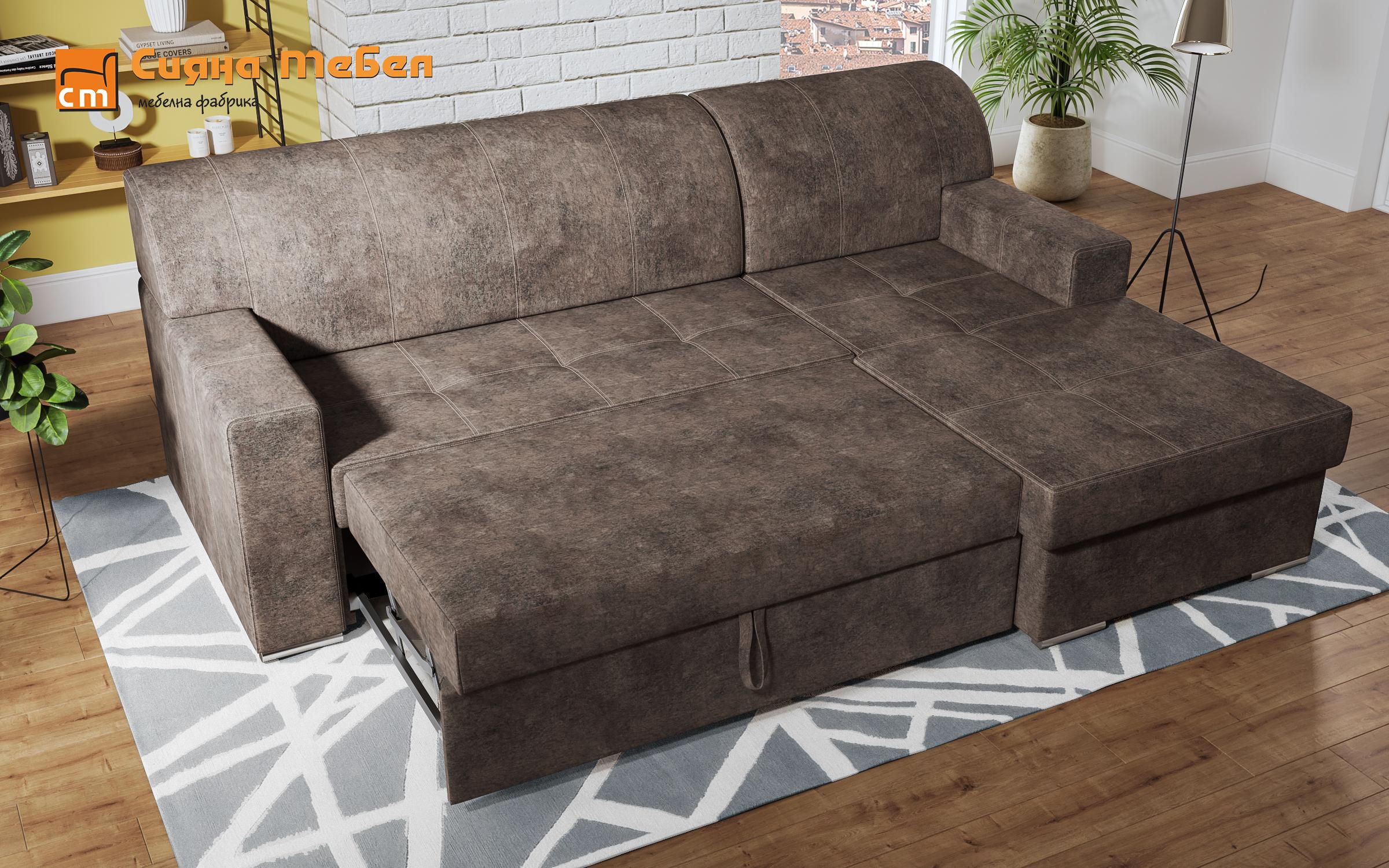 Γωνιακός καναπές  Stela, γκρι-καφέ vintage  7