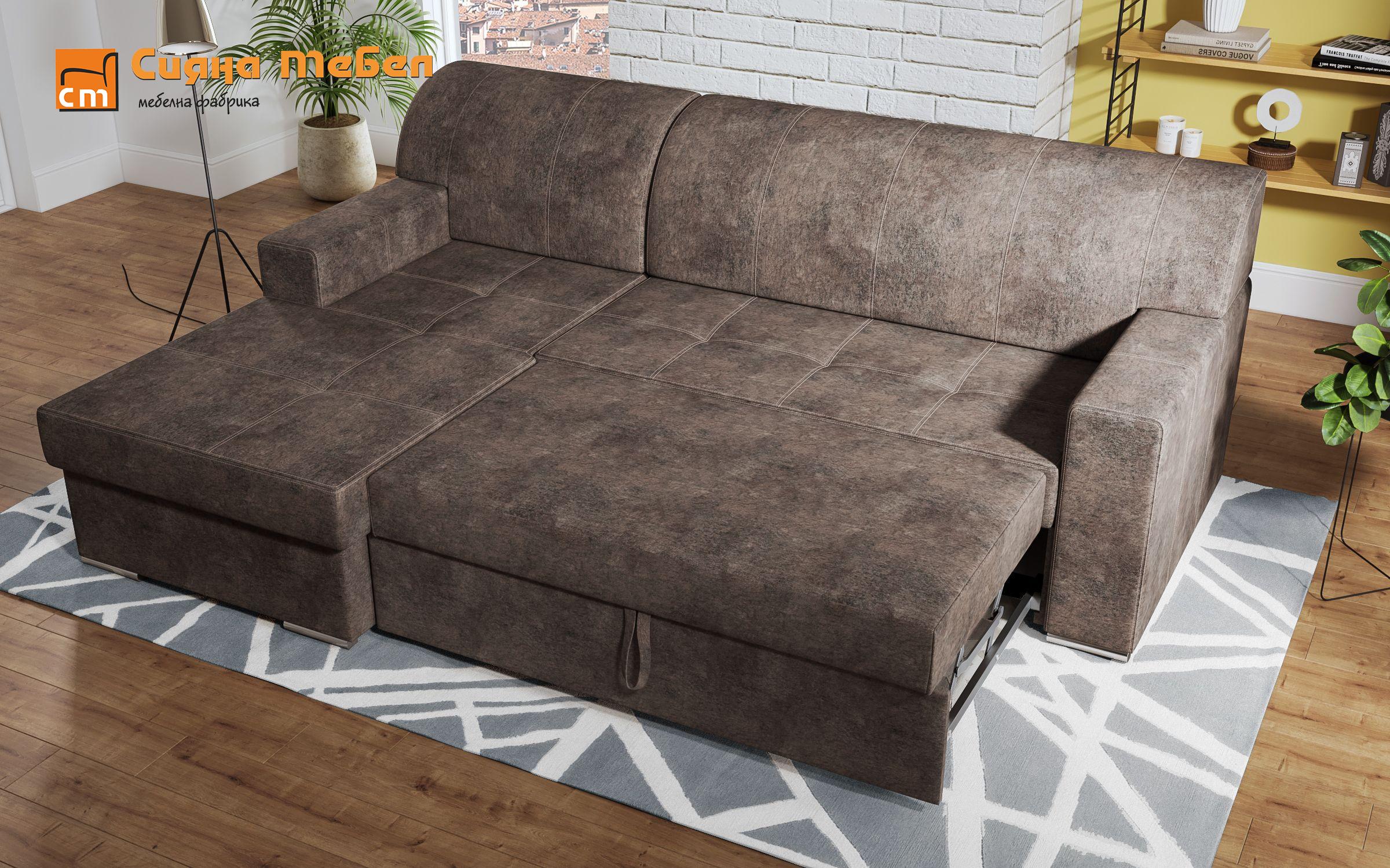 Γωνιακός καναπές  Stela, γκρι-καφέ vintage  7