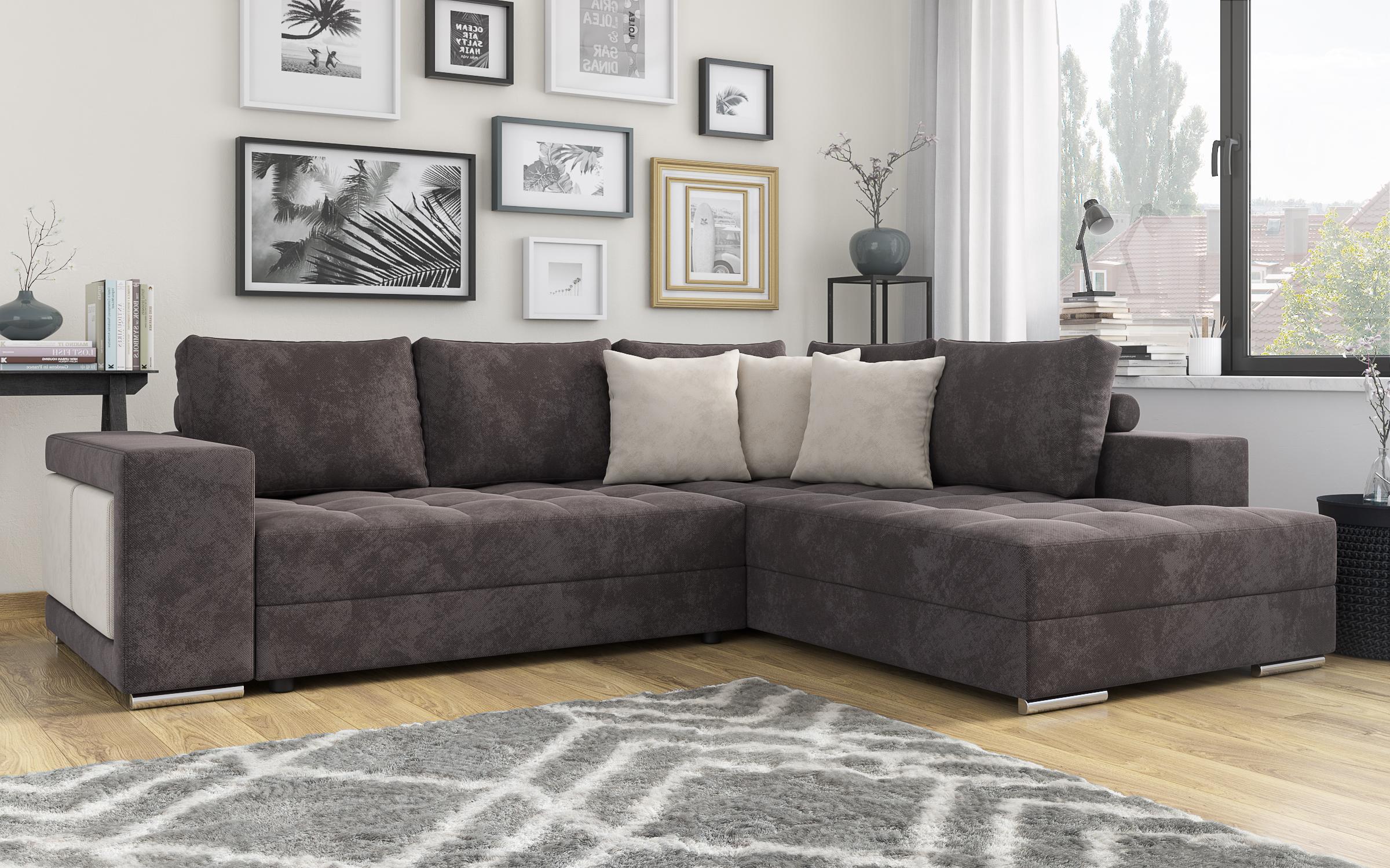Γωνιακός καναπές – κρεβάτι Terano, καφέ + μπεζ  3