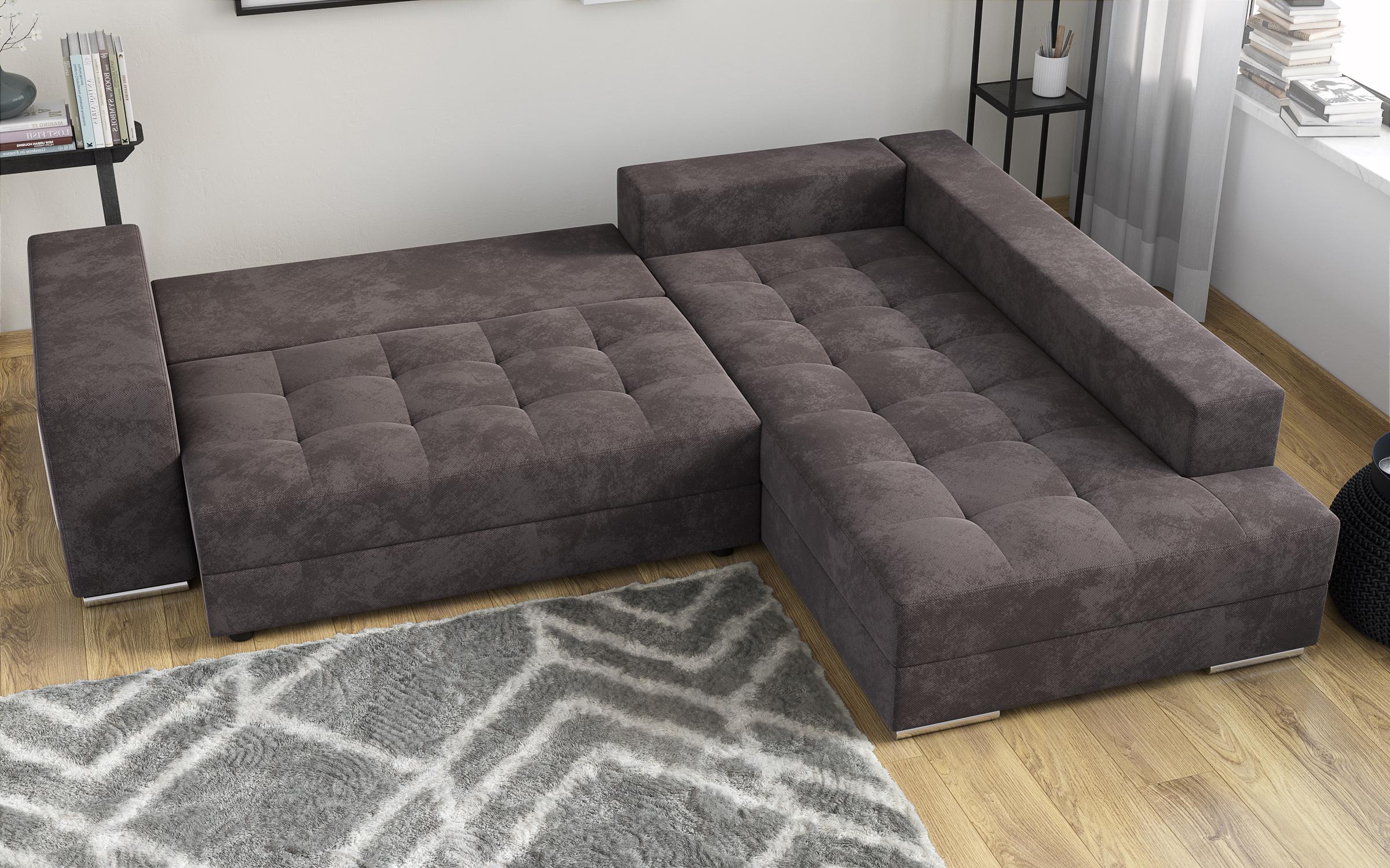 Γωνιακός καναπές – κρεβάτι Terano, καφέ + μπεζ  7