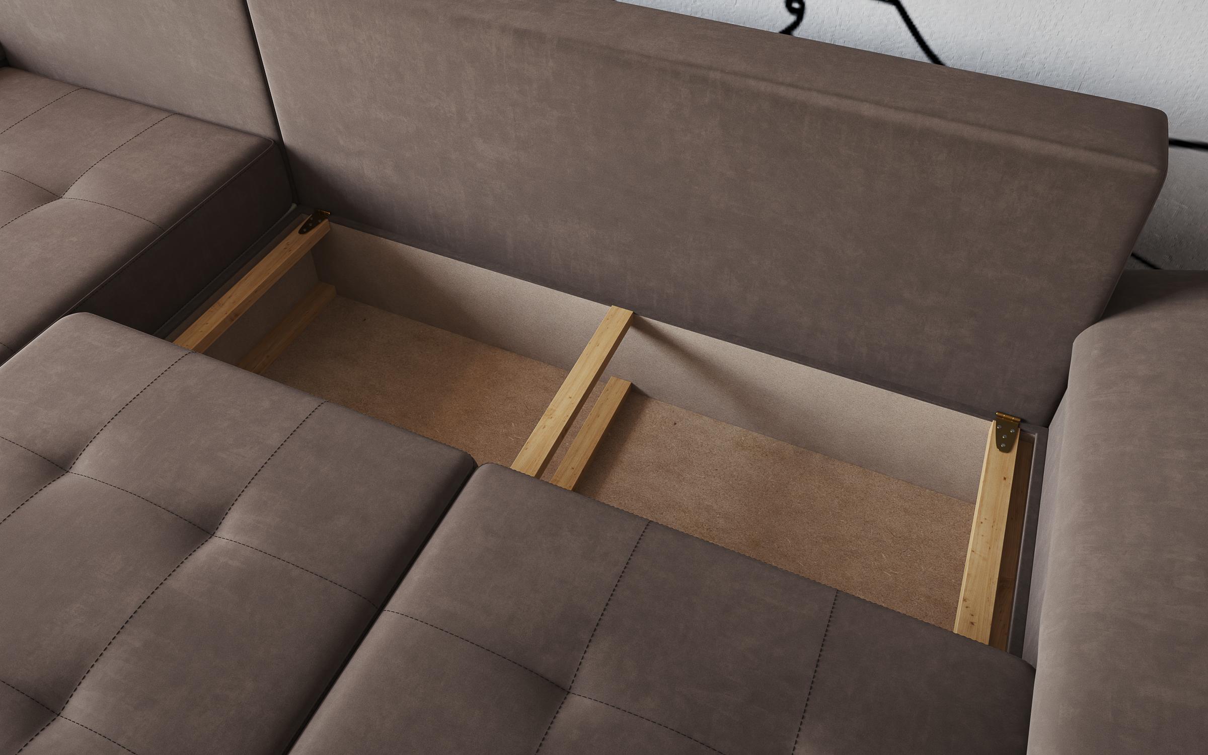 Γωνιακός καναπές - κρεβάτι Tonino, σκούρο καφέ + μπεζ δέρμα  6