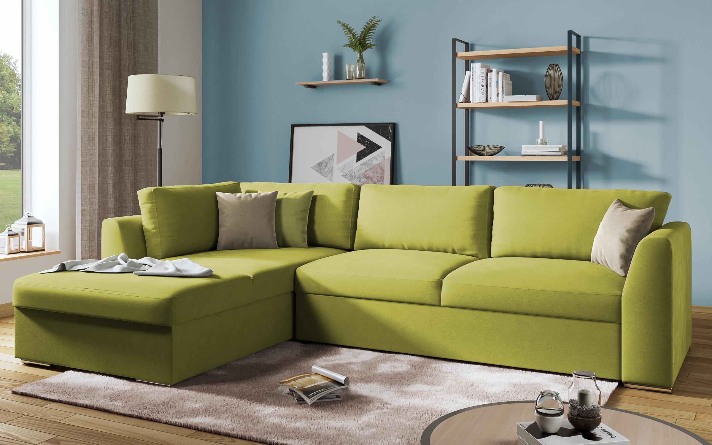 Γωνιακός καναπές - κρεβάτι Toskana, πράσινο + ανοιχτό καφέ  3