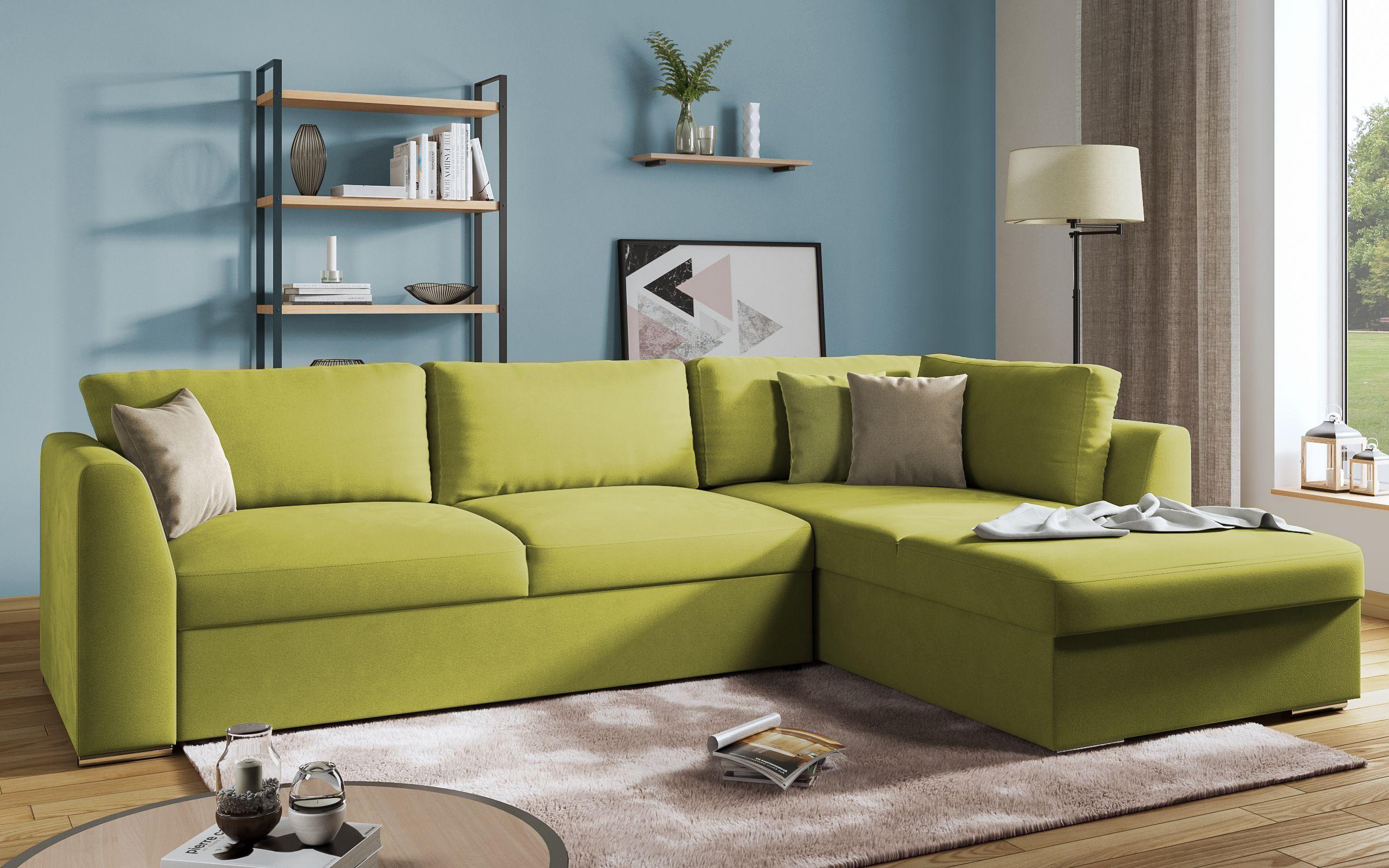 Γωνιακός καναπές - κρεβάτι Toskana, πράσινο + ανοιχτό καφέ  3