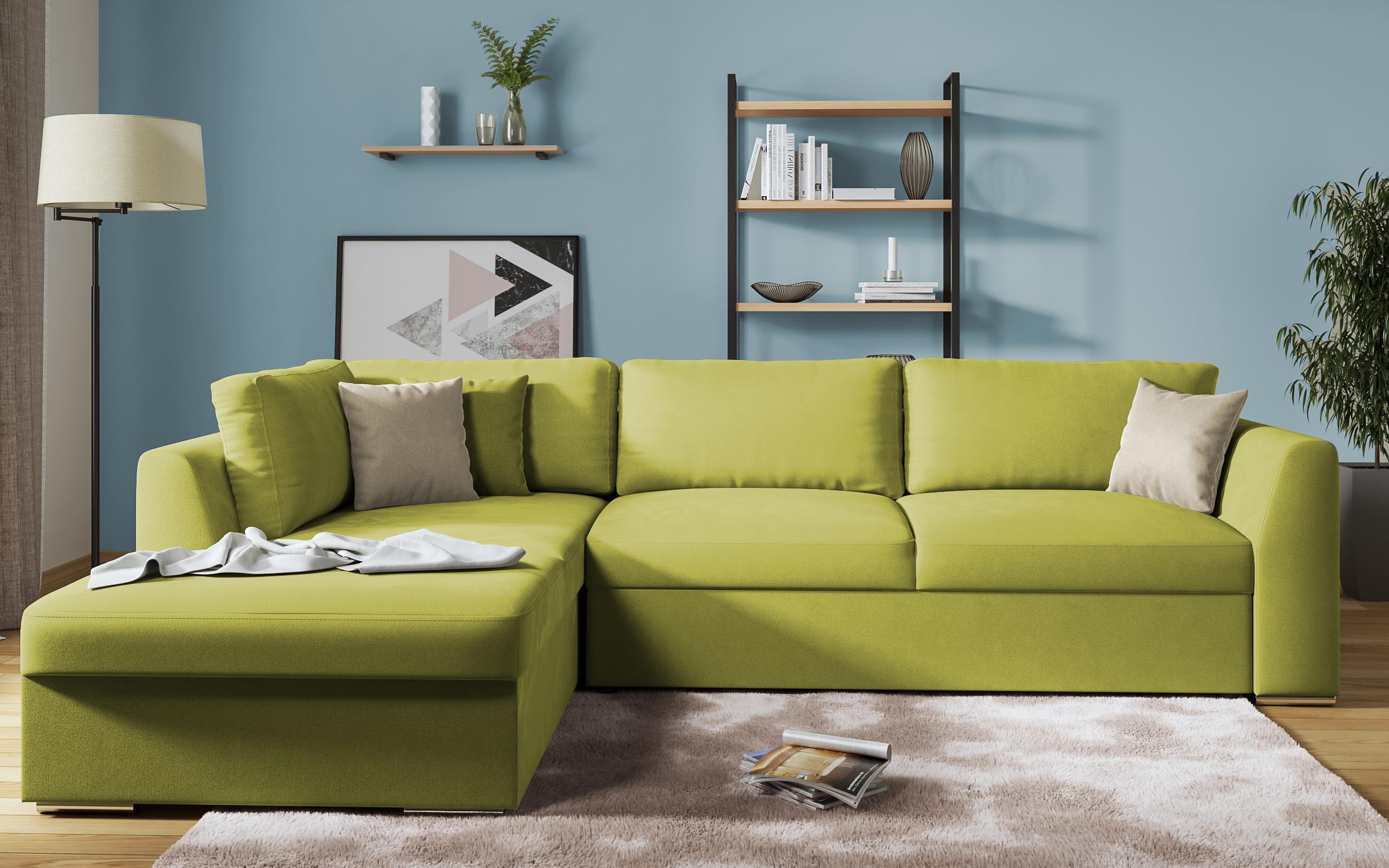 Γωνιακός καναπές - κρεβάτι Toskana, πράσινο + ανοιχτό καφέ  1