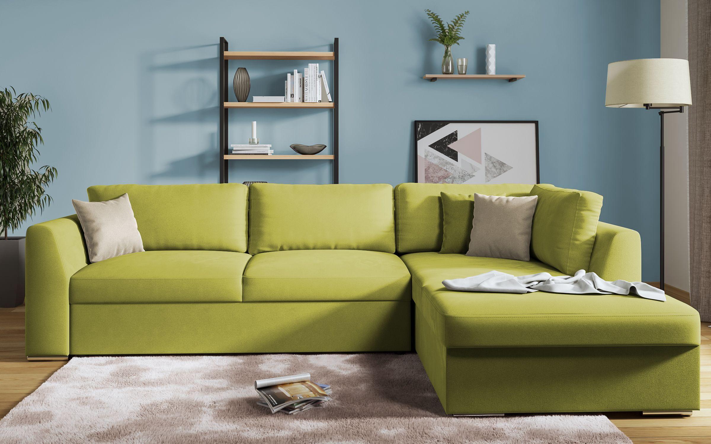 Γωνιακός καναπές - κρεβάτι Toskana, πράσινο + ανοιχτό καφέ  1