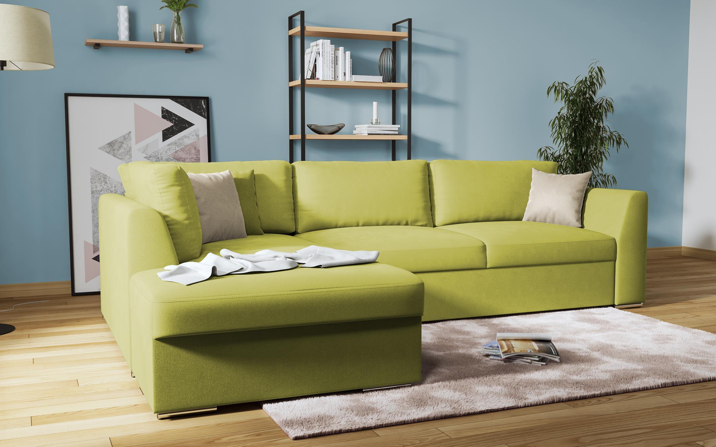 Γωνιακός καναπές - κρεβάτι Toskana, πράσινο + ανοιχτό καφέ  4