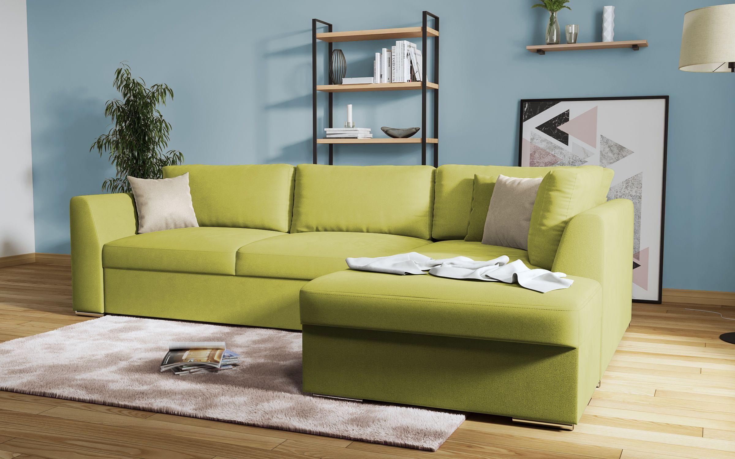 Γωνιακός καναπές - κρεβάτι Toskana, πράσινο + ανοιχτό καφέ  4