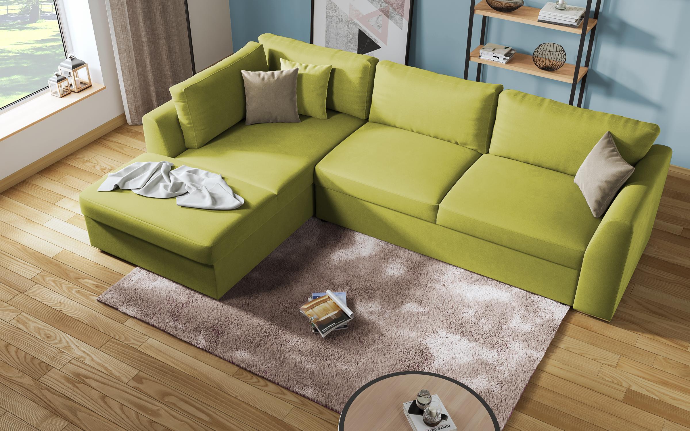 Γωνιακός καναπές - κρεβάτι Toskana, πράσινο + ανοιχτό καφέ  6