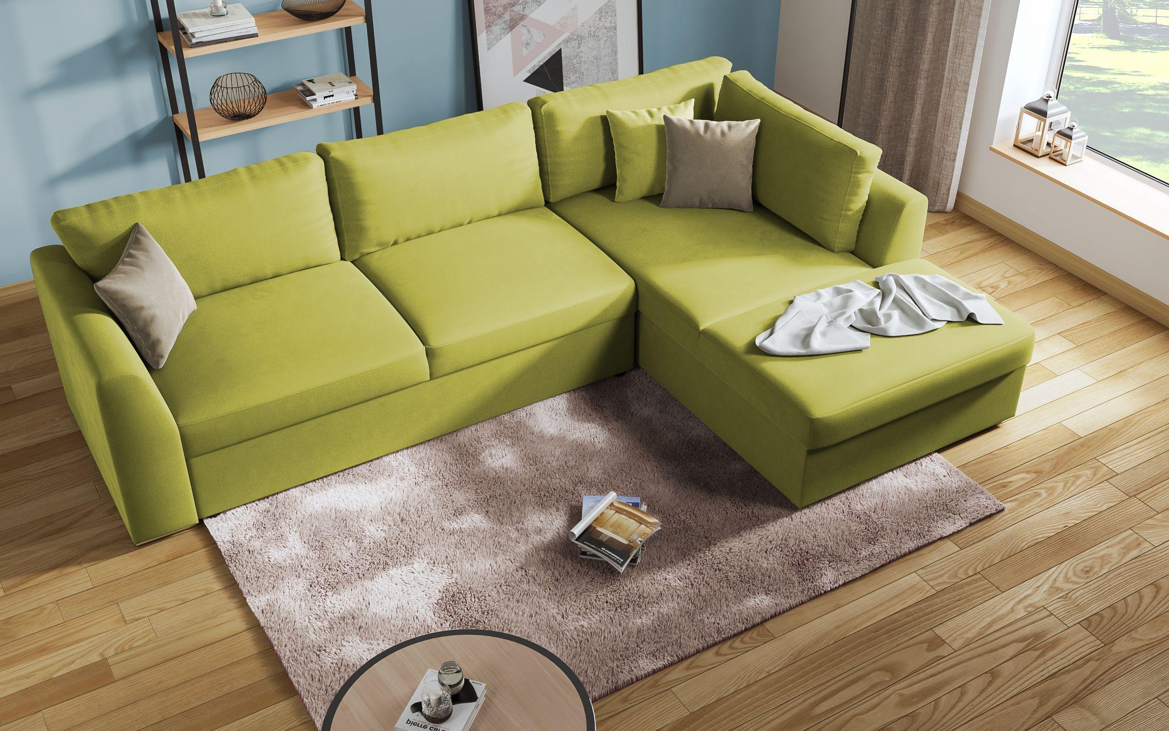 Γωνιακός καναπές - κρεβάτι Toskana, πράσινο + ανοιχτό καφέ  6
