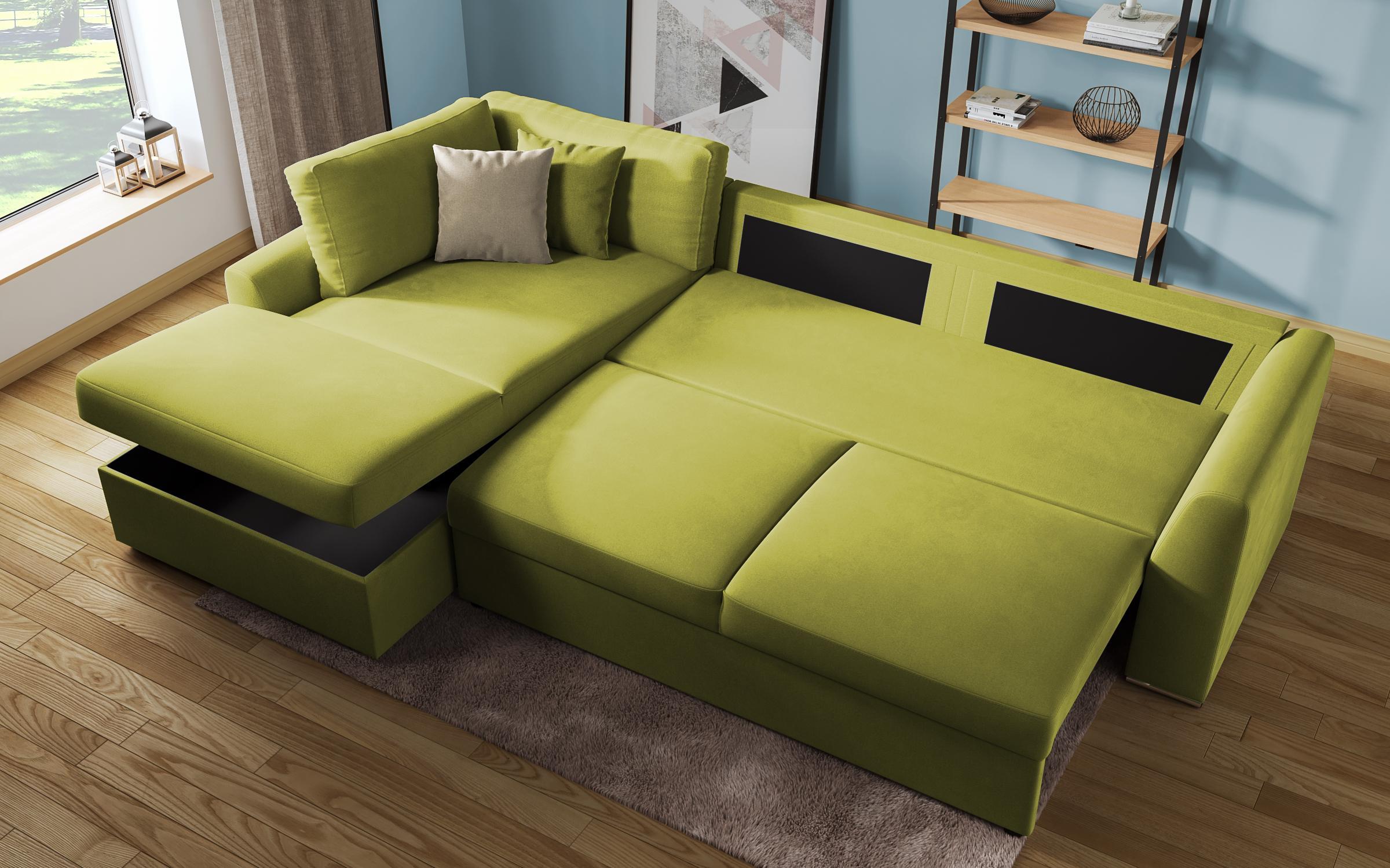 Γωνιακός καναπές - κρεβάτι Toskana, πράσινο + ανοιχτό καφέ  8