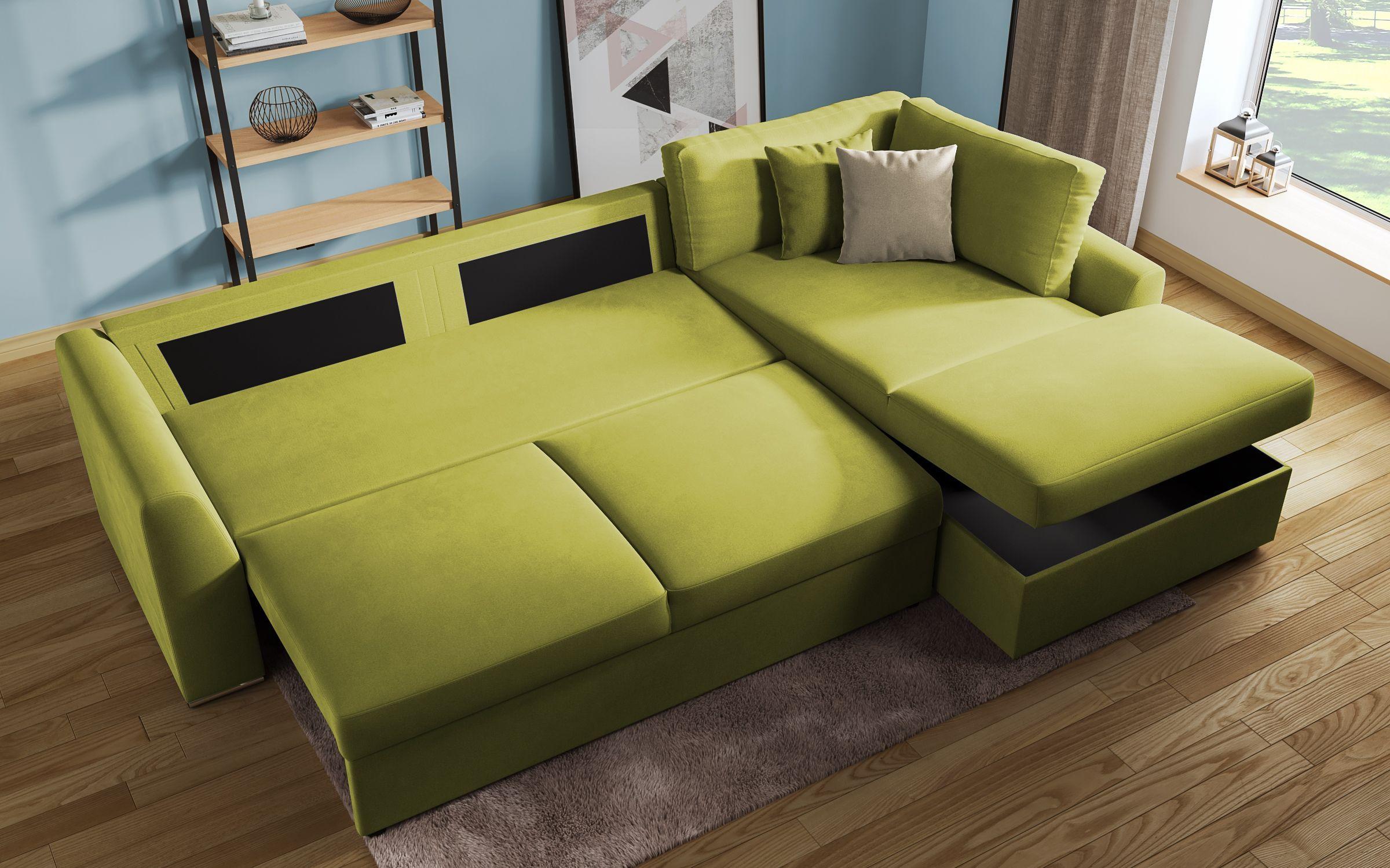 Γωνιακός καναπές - κρεβάτι Toskana, πράσινο + ανοιχτό καφέ  7
