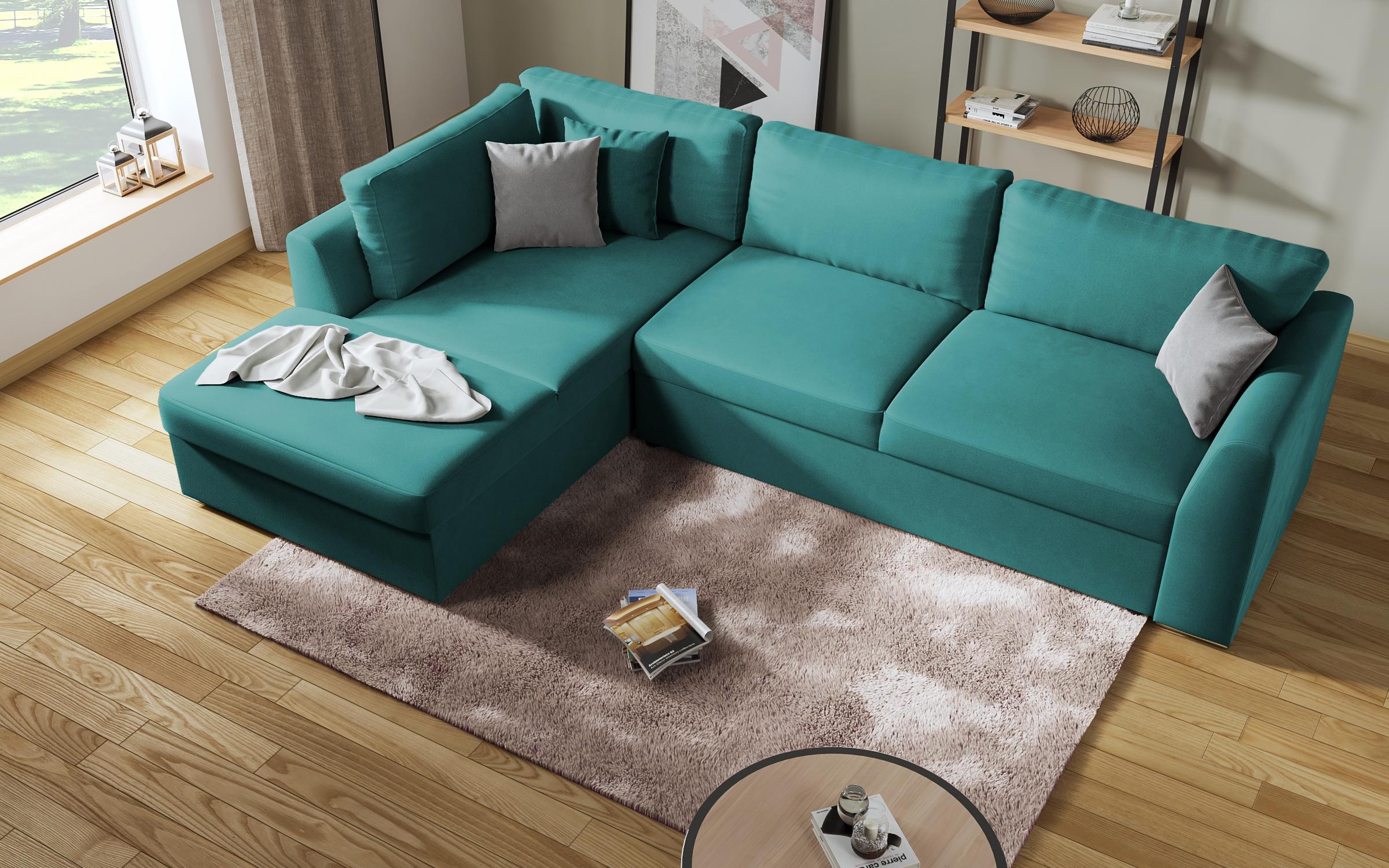 Γωνιακός καναπές - κρεβάτι  Toskana, τυρκουάζ + ανοιχτό γκρι  6