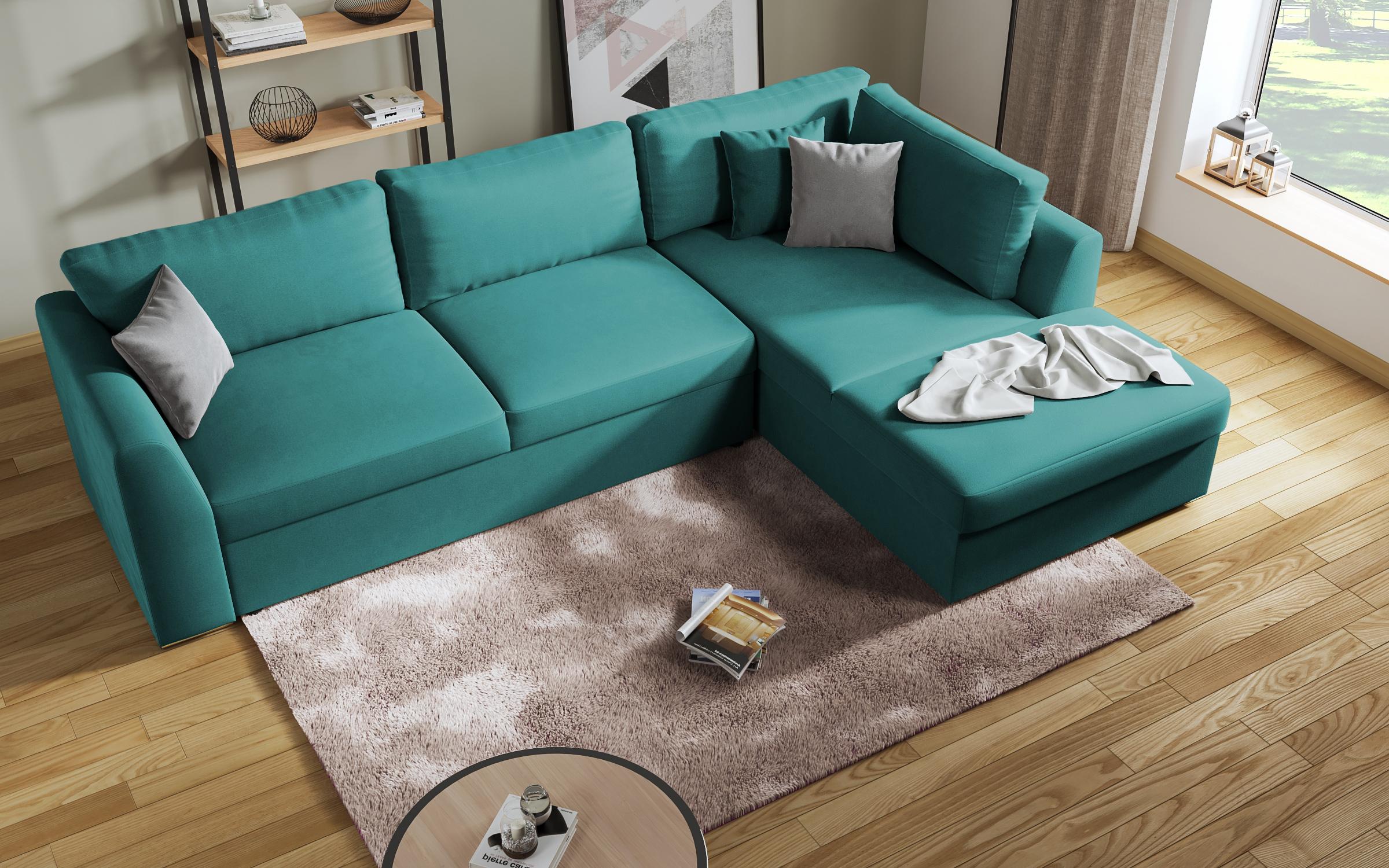 Γωνιακός καναπές - κρεβάτι Toskana, τυρκουάζ + ανοιχτό γκρι  6