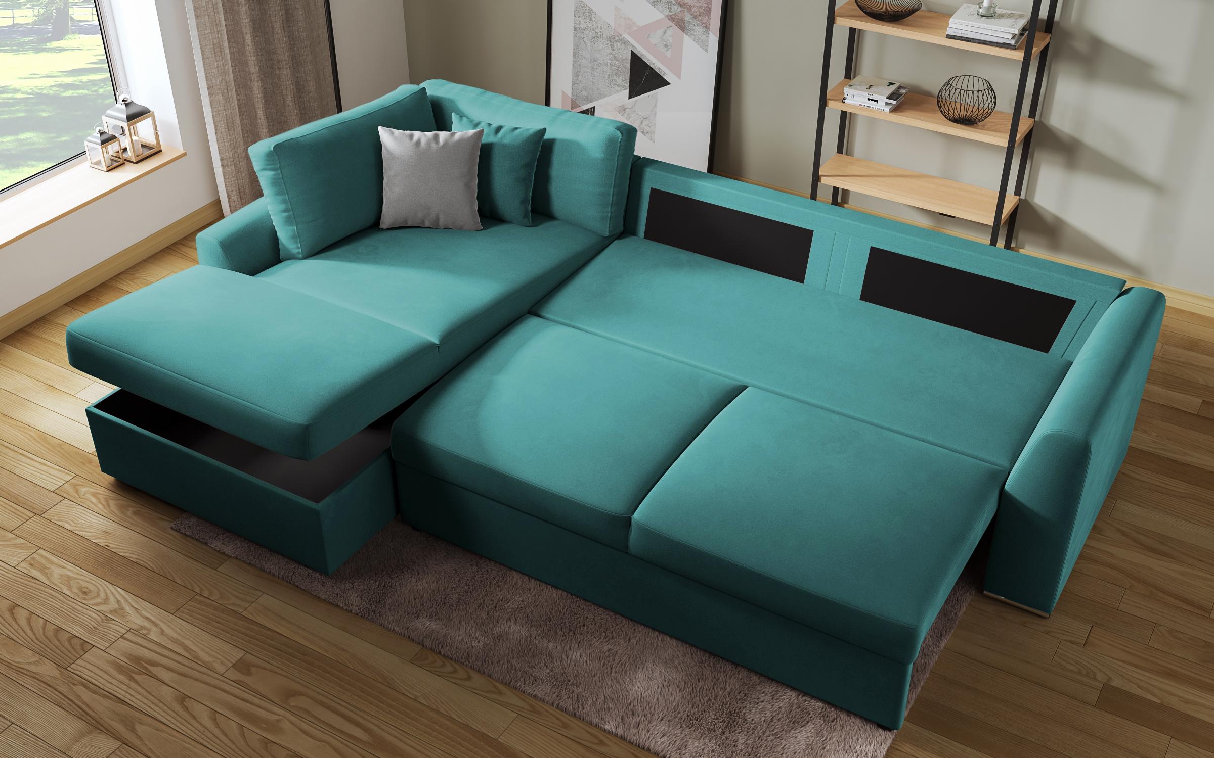 Γωνιακός καναπές - κρεβάτι  Toskana, τυρκουάζ + ανοιχτό γκρι  8