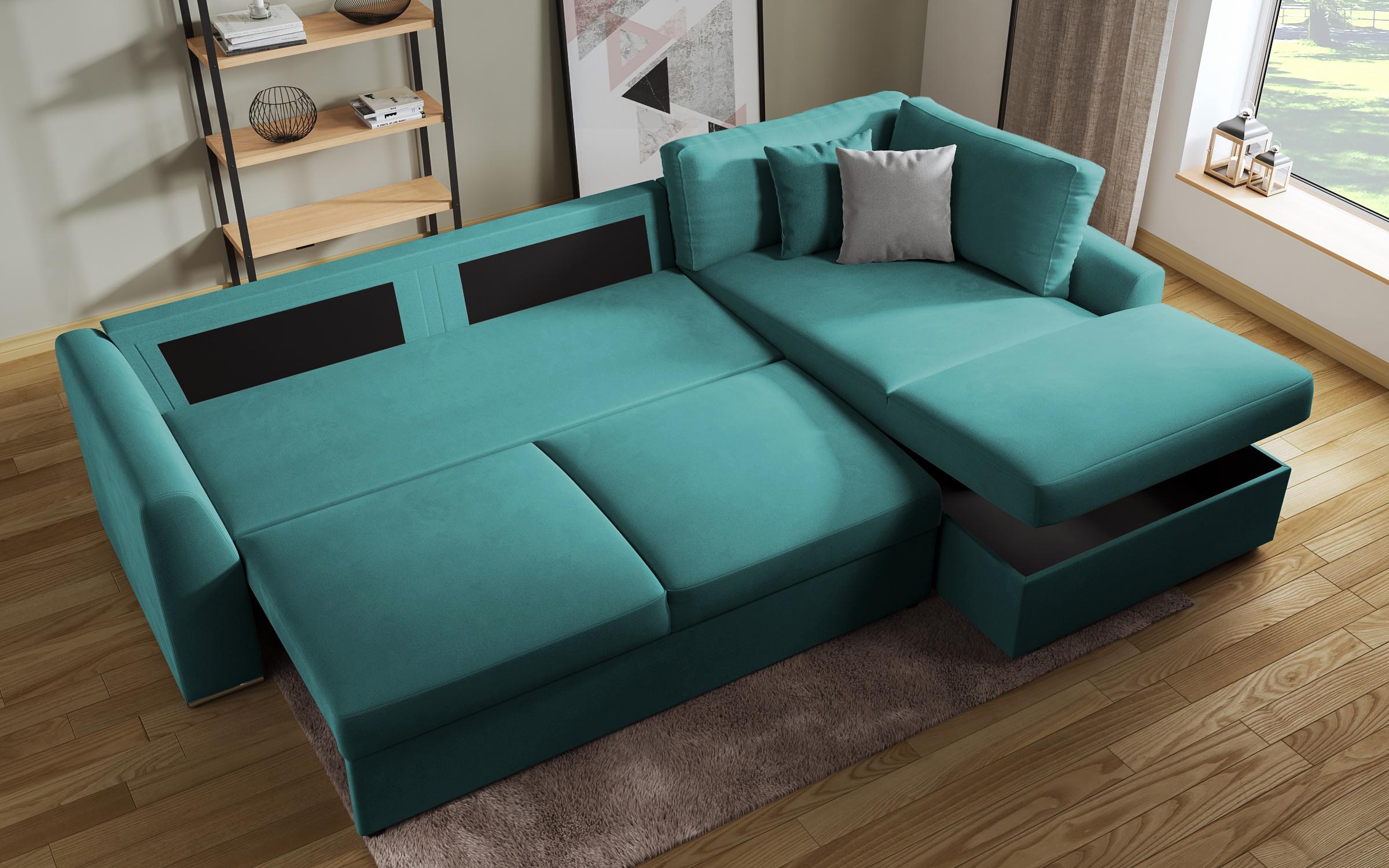 Γωνιακός καναπές - κρεβάτι Toskana, τυρκουάζ + ανοιχτό γκρι  8