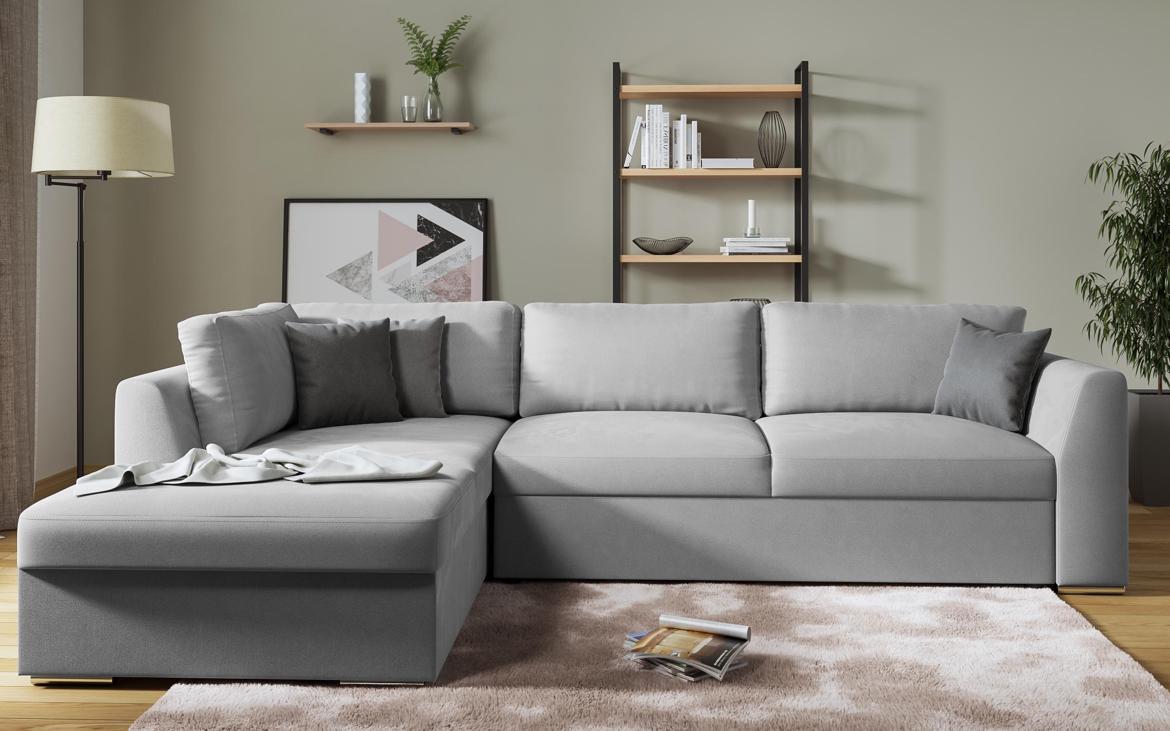 Γωνιακός καναπές - κρεβάτι Toskana, ανοιχτό γκρι + σκούρο γκρι  1