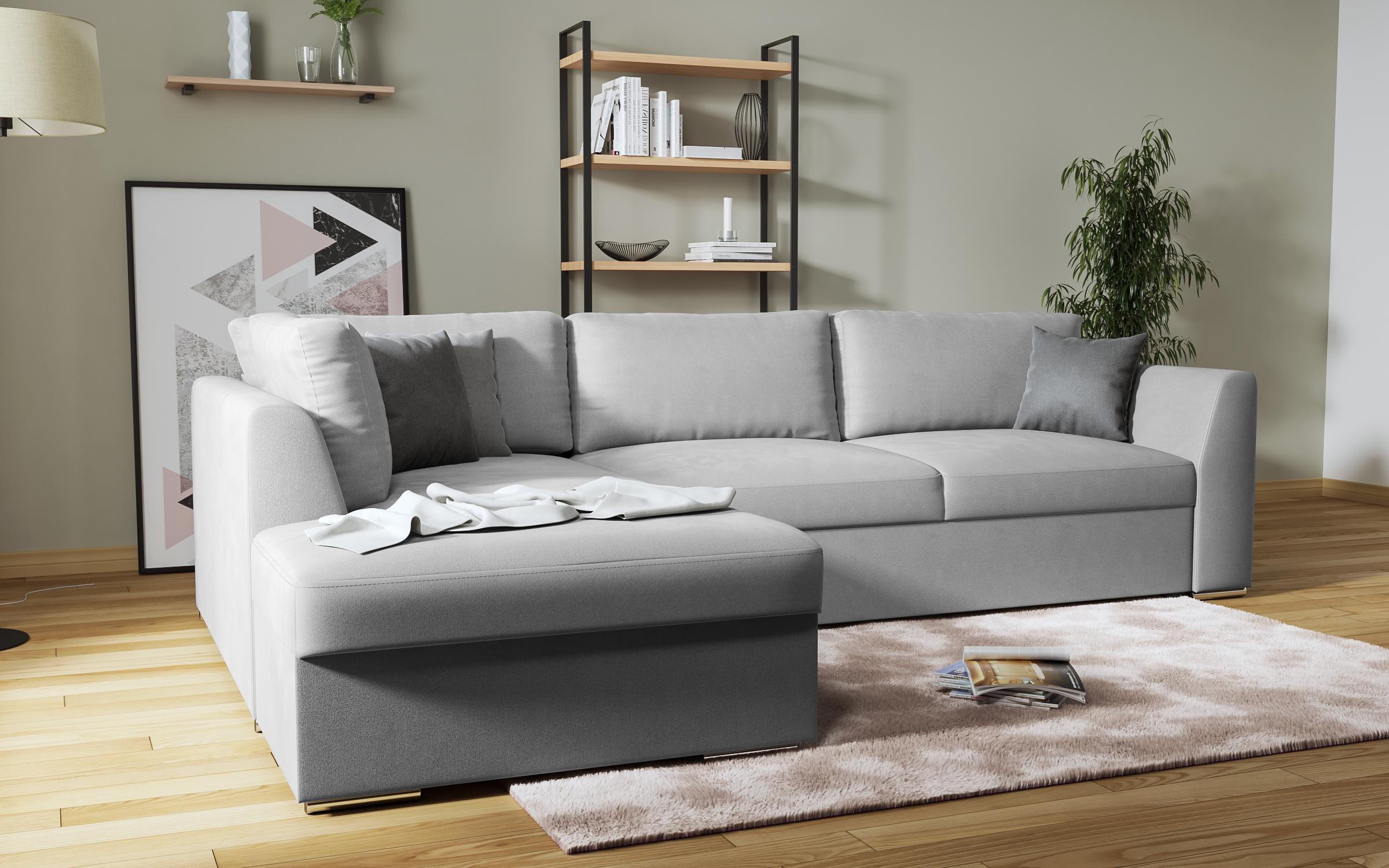 Γωνιακός καναπές - κρεβάτι Toskana, ανοιχτό γκρι + σκούρο γκρι  3