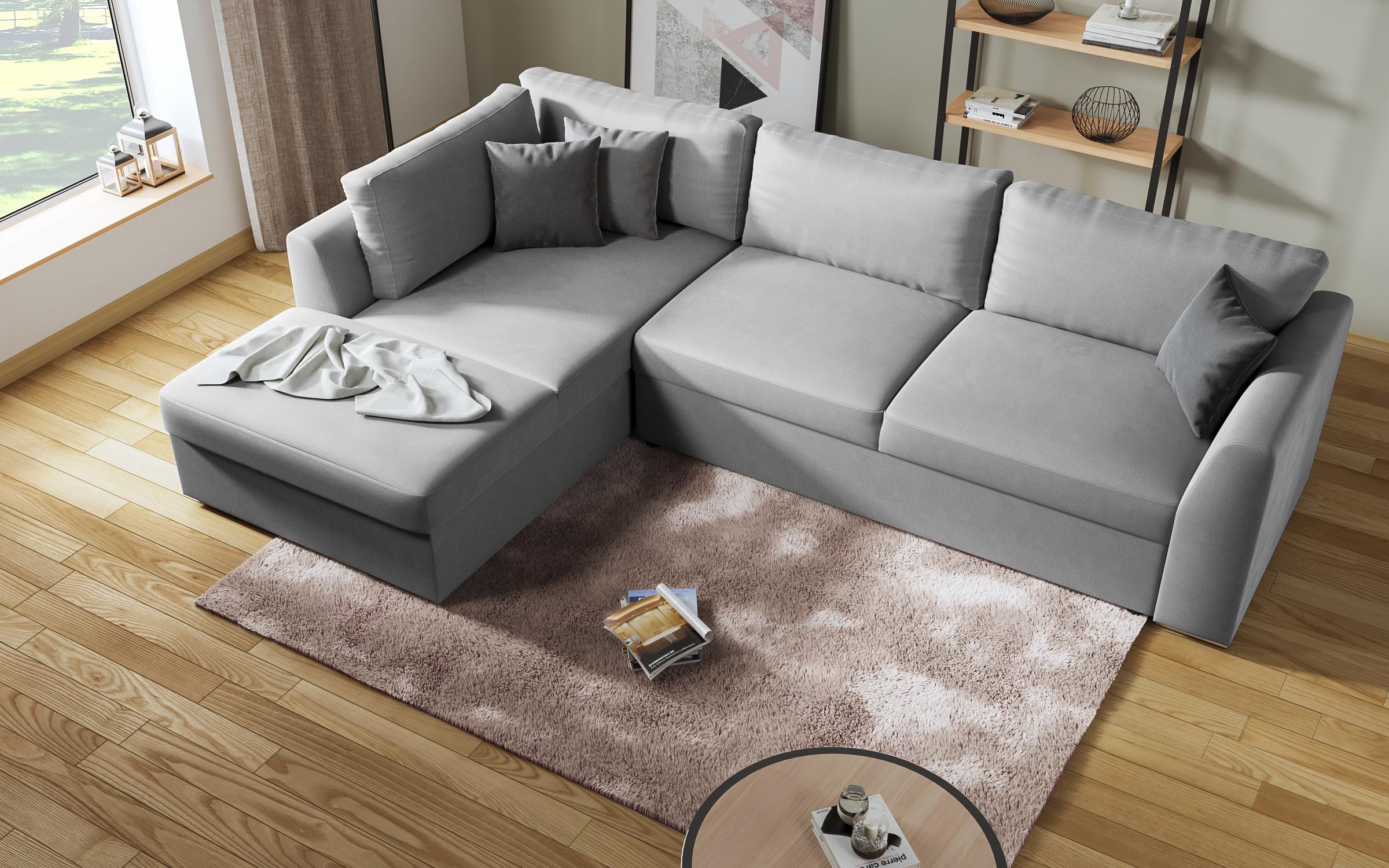 Γωνιακός καναπές - κρεβάτι Toskana, ανοιχτό γκρι + σκούρο γκρι  6