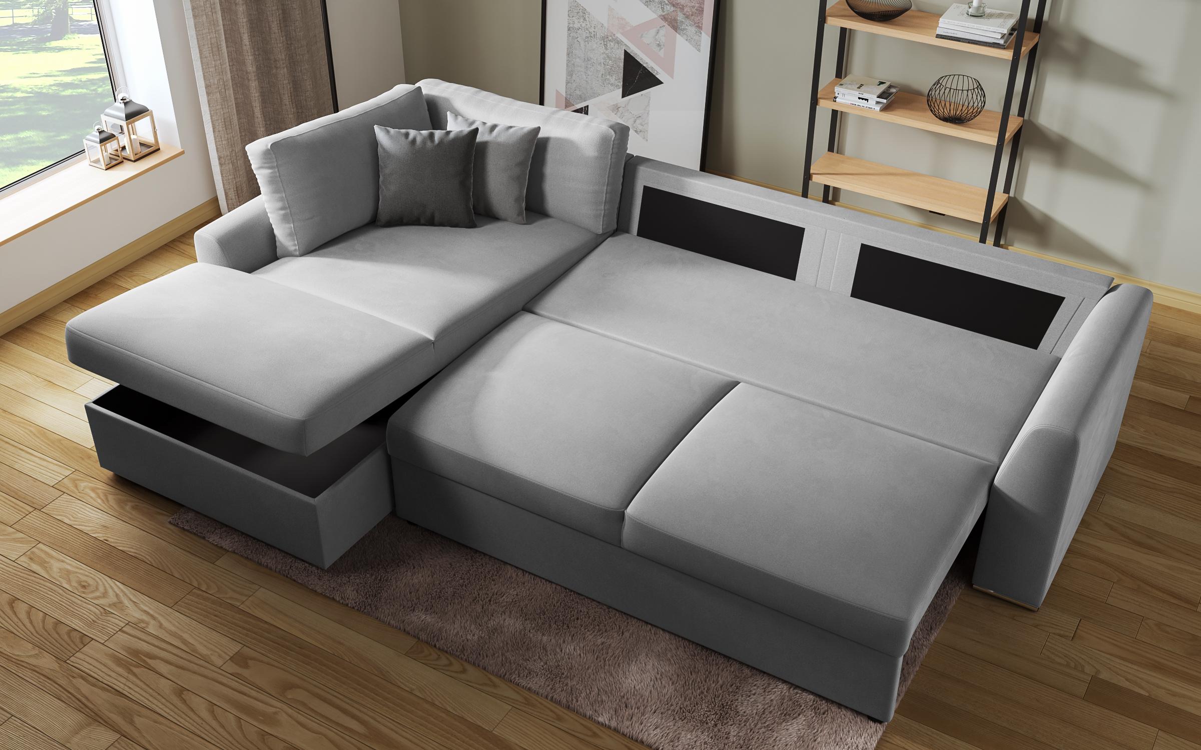 Γωνιακός καναπές - κρεβάτι Toskana, ανοιχτό γκρι + σκούρο γκρι  8