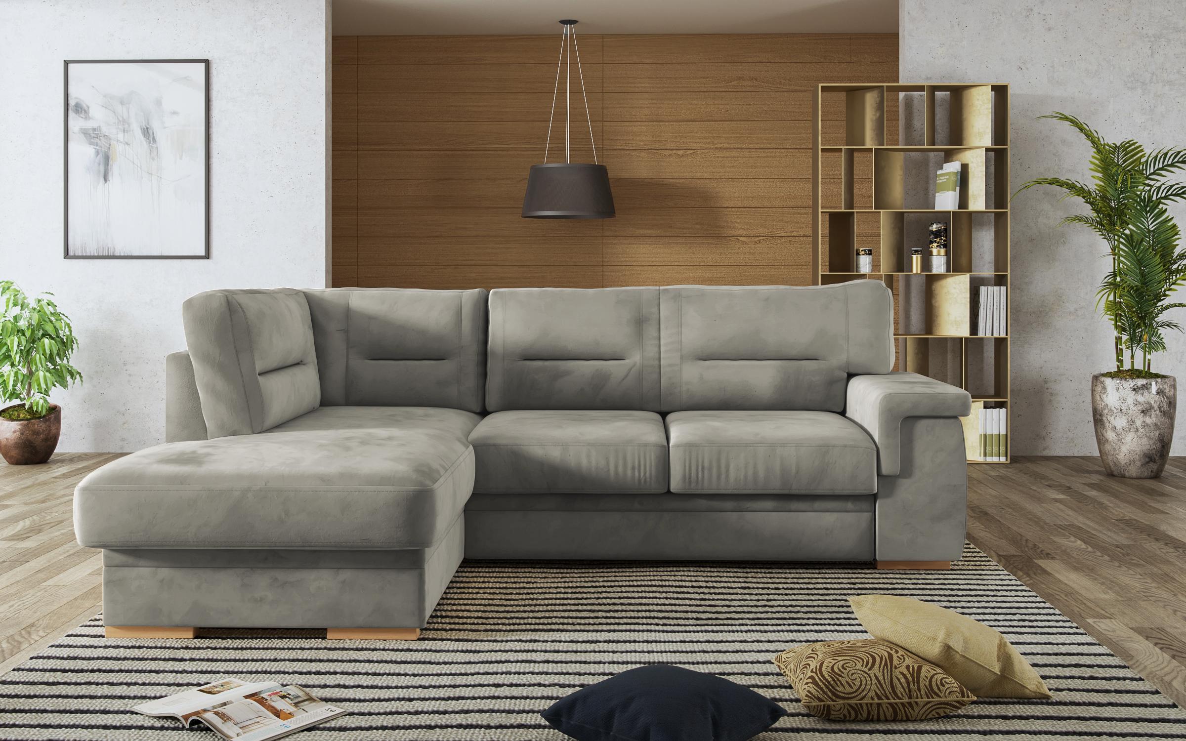 Γωνιακός καναπές – κρεβάτι Ventura, ανοιχτό γκρι  1