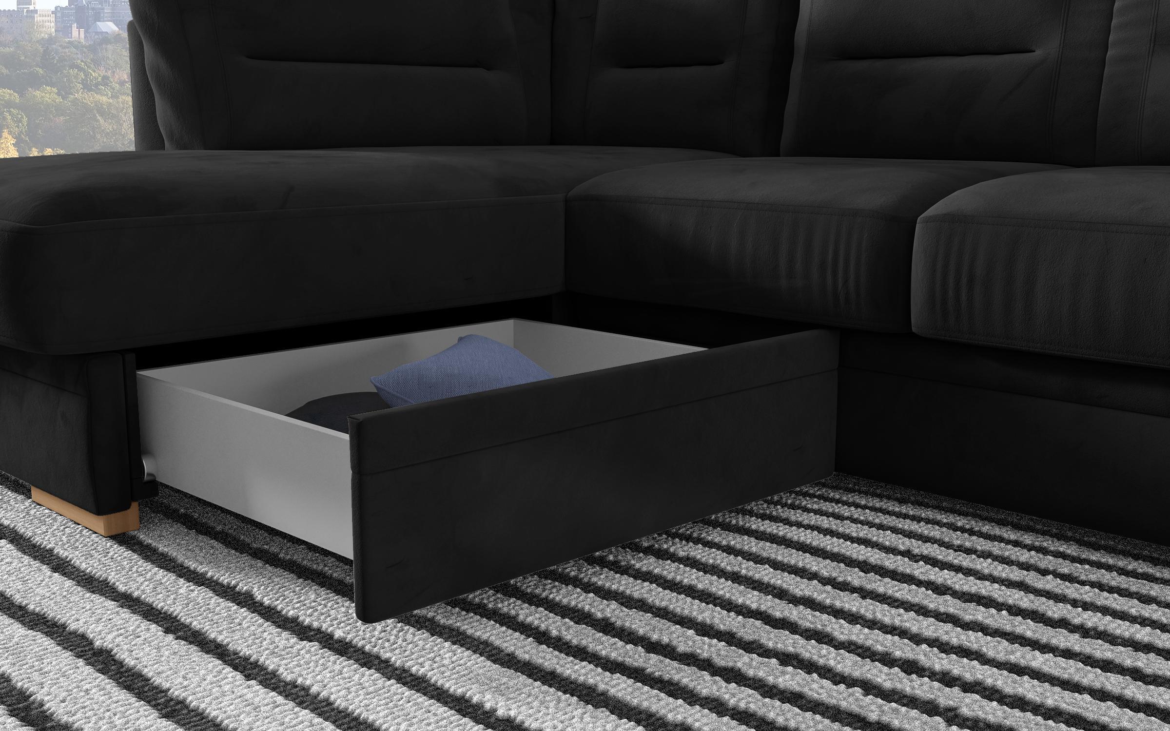 Γωνιακός καναπές – κρεβάτι Ventura, μαύρο  9