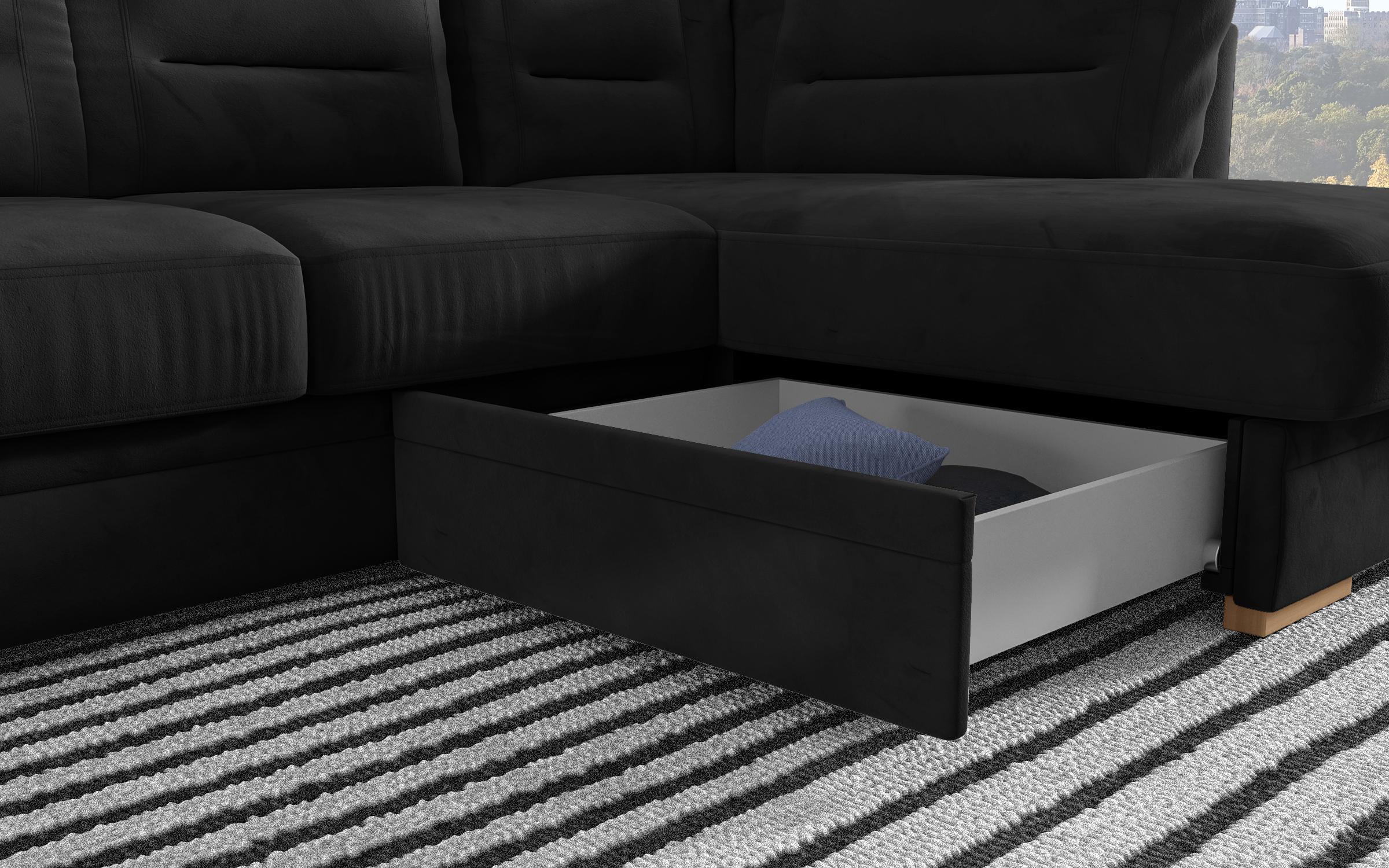 Γωνιακός καναπές – κρεβάτι Ventura, μαύρο  8