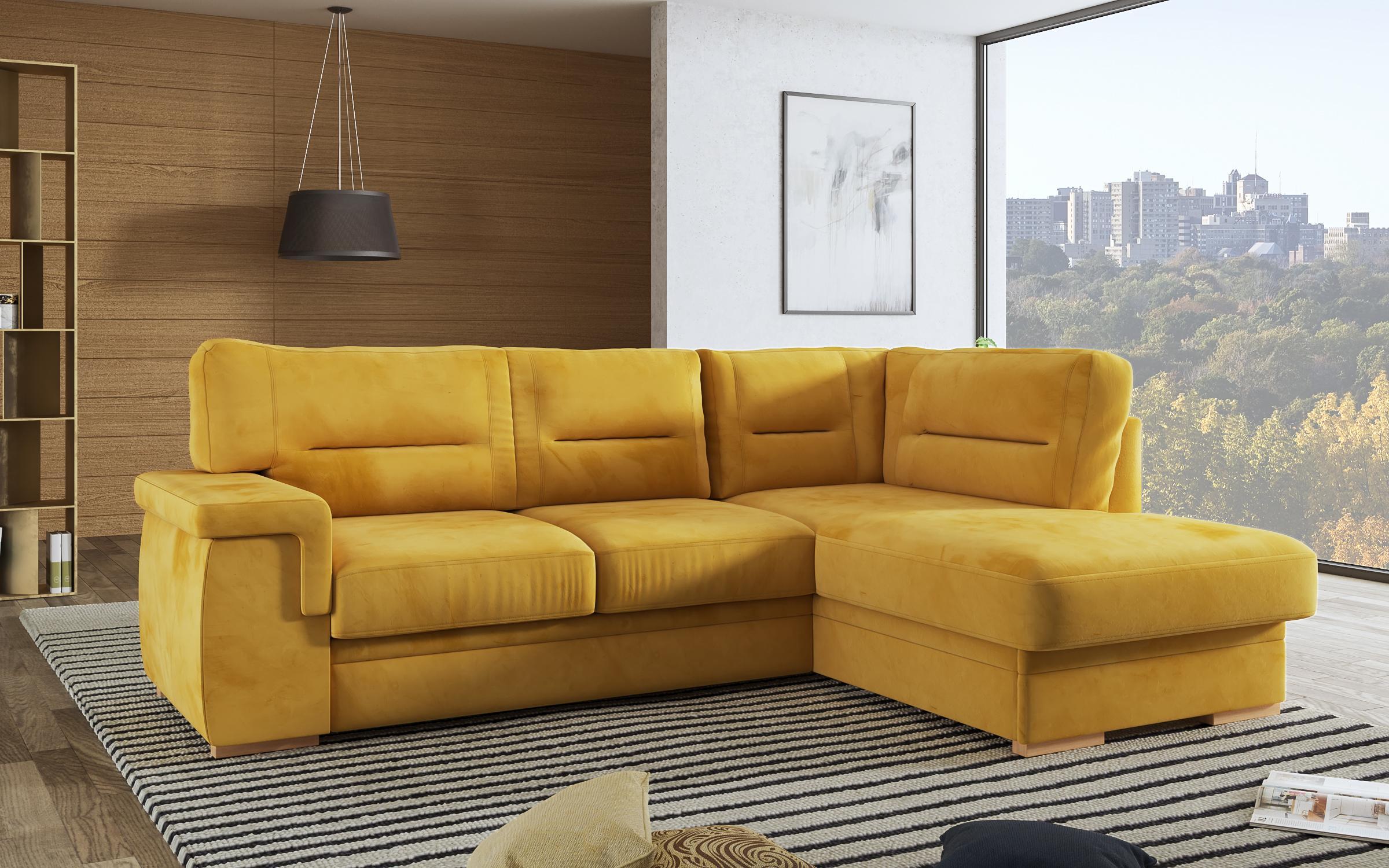 Γωνιακός καναπές – κρεβάτι Ventura, μουσταρδί  2