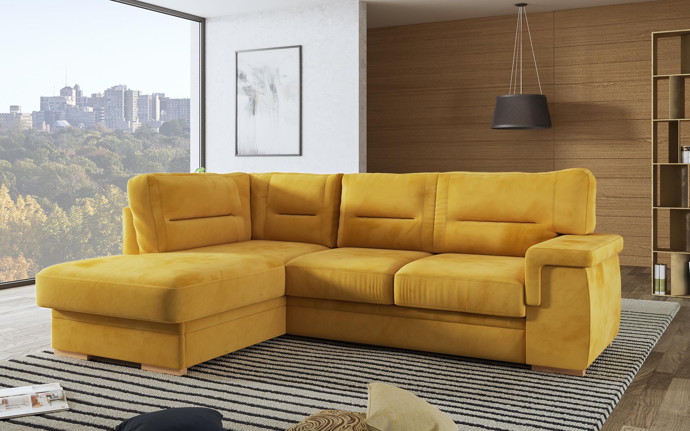 Γωνιακός καναπές – κρεβάτι Ventura, μουσταρδί  3