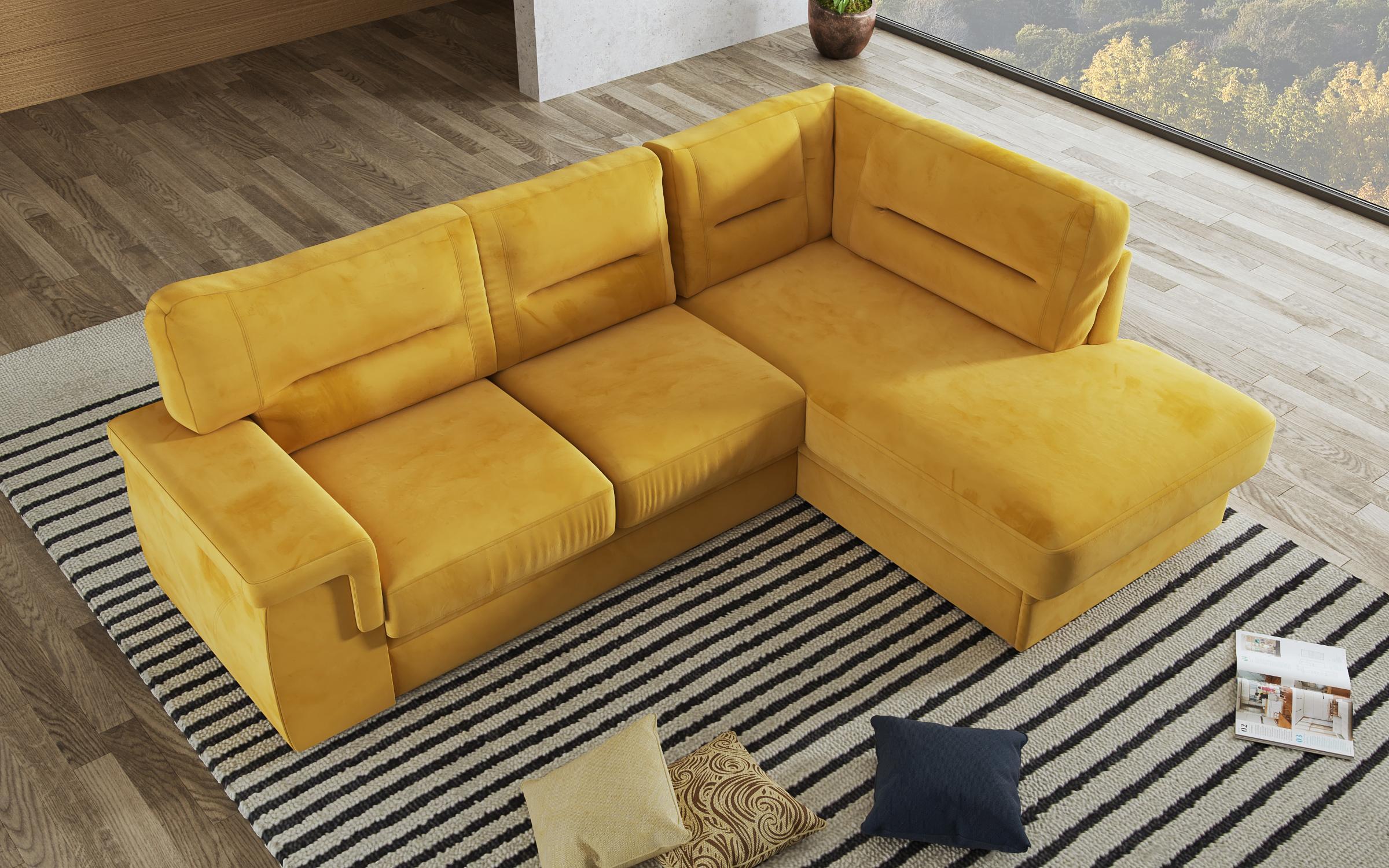 Γωνιακός καναπές – κρεβάτι Ventura, μουσταρδί  4