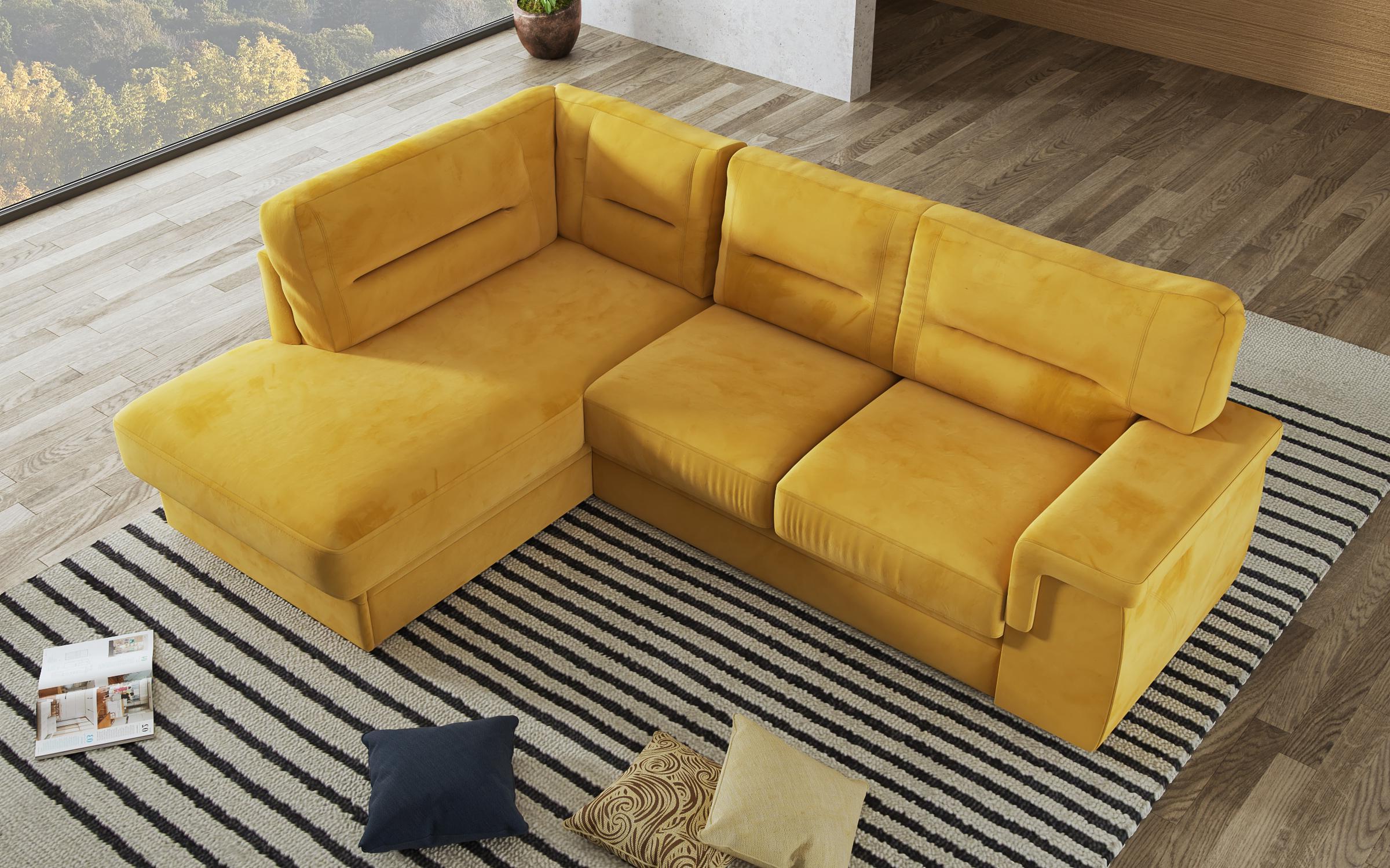 Γωνιακός καναπές – κρεβάτι Ventura, μουσταρδί  4