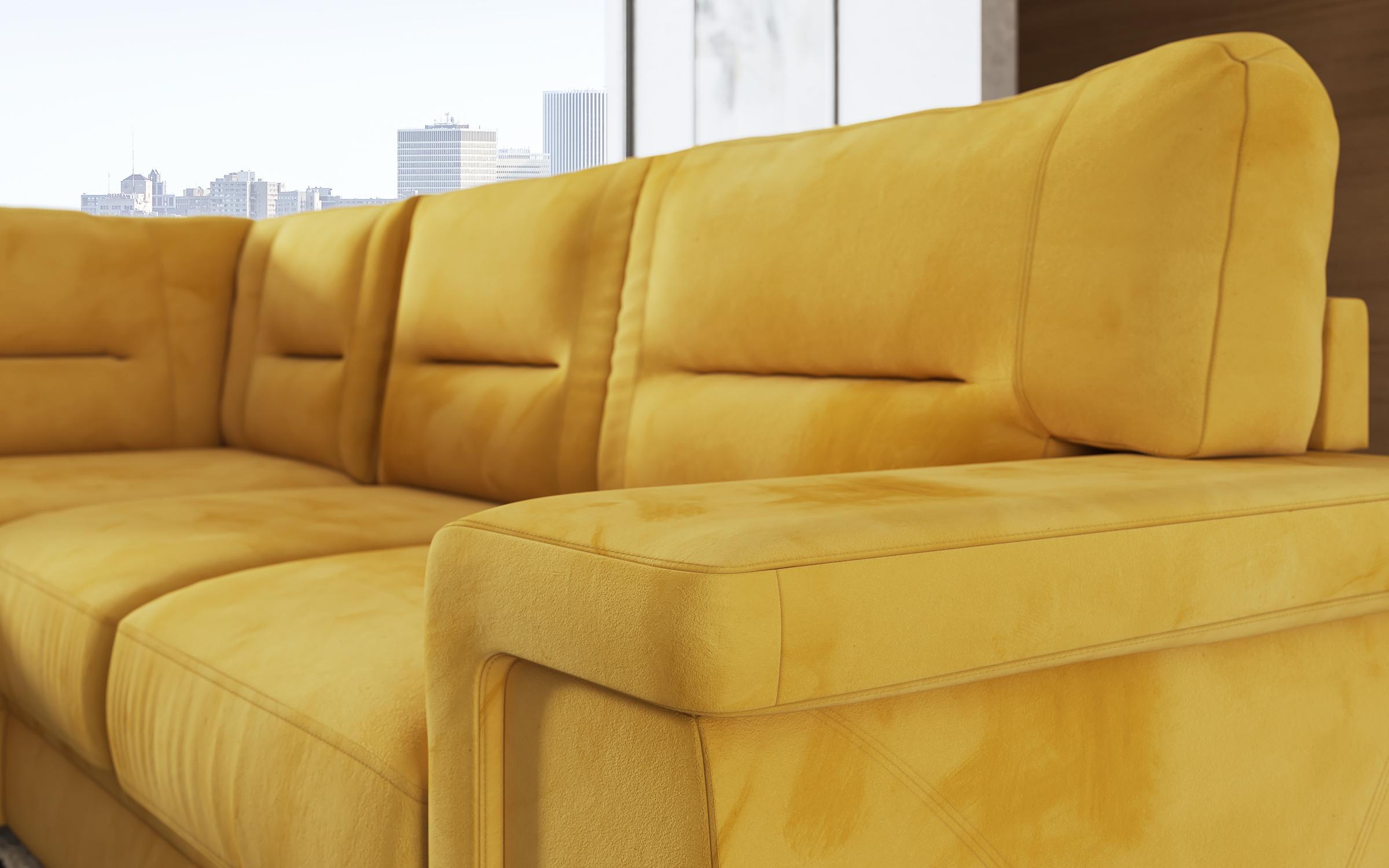 Γωνιακός καναπές – κρεβάτι Ventura, μουσταρδί  6