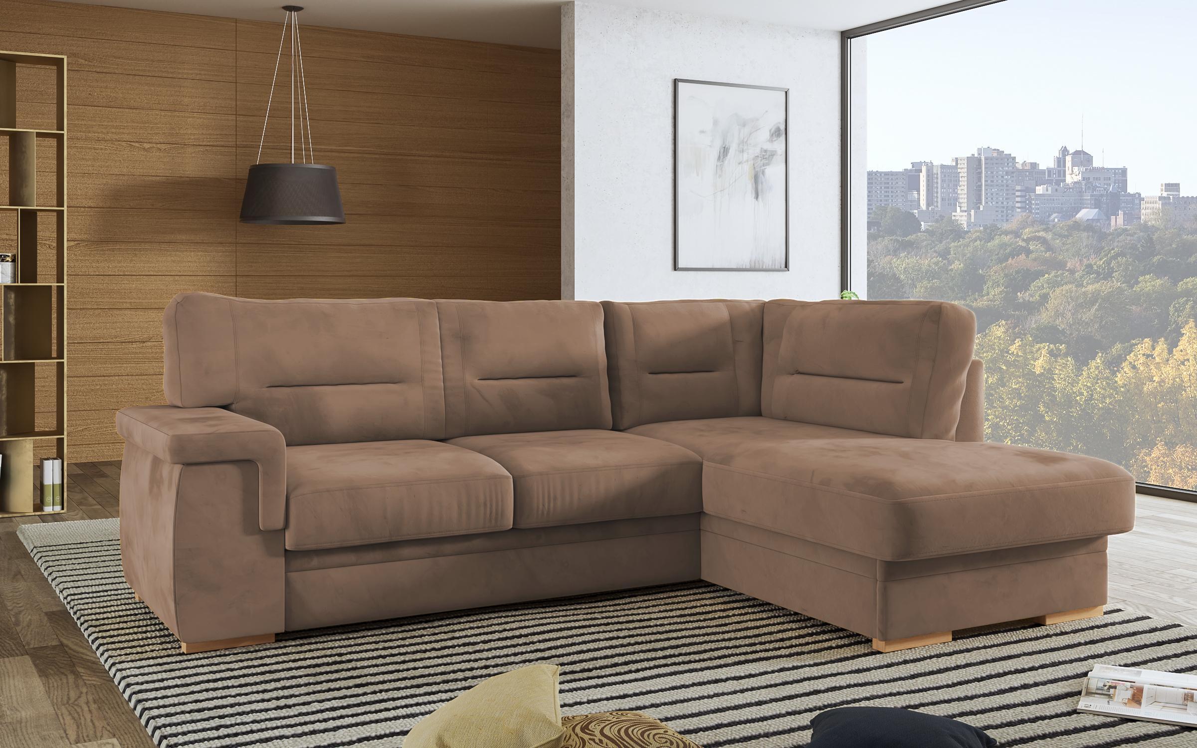 Γωνιακός καναπές – κρεβάτι Ventura, ανοιχτό καφέ  3