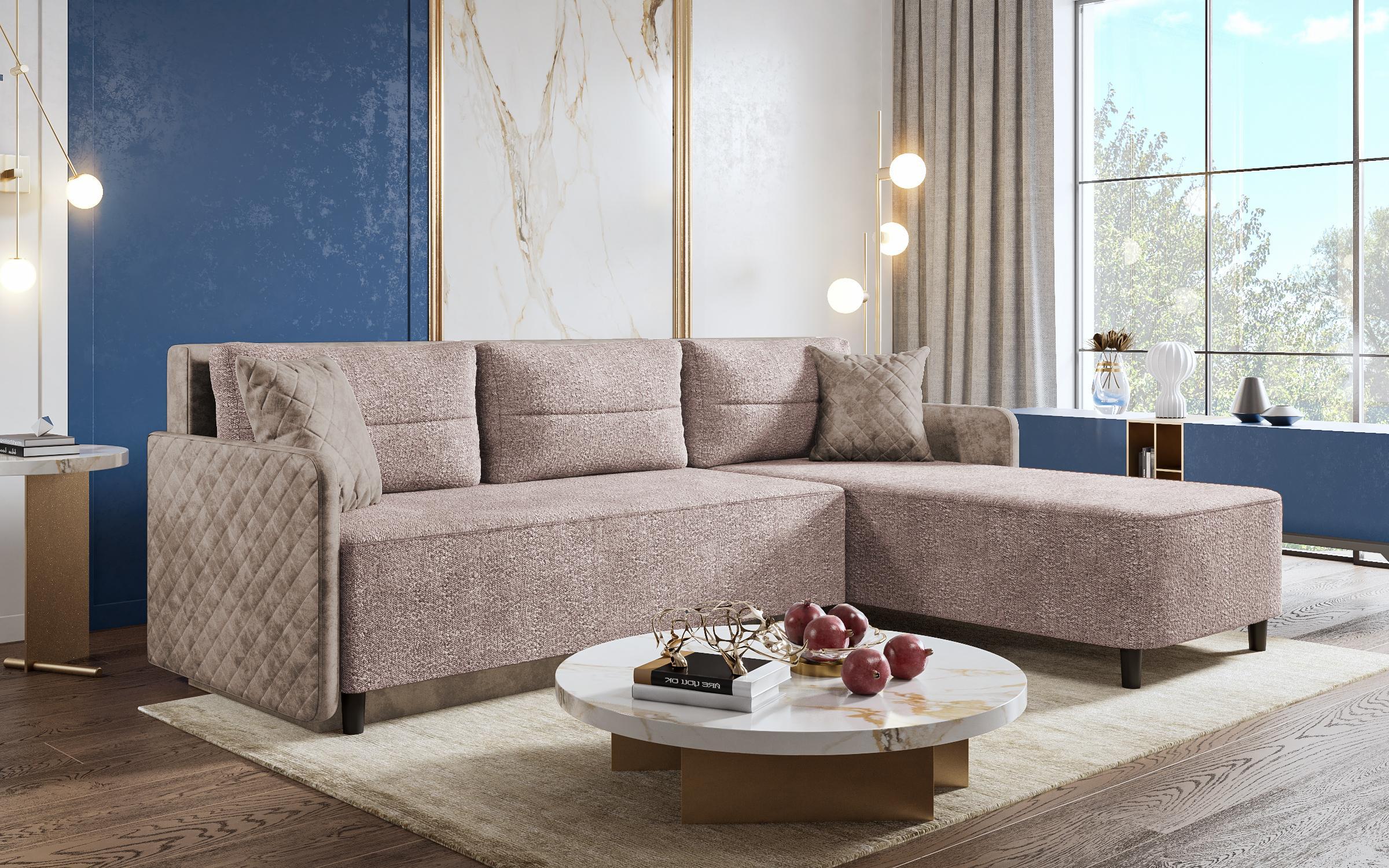 Γωνιακός καναπές Vikard, ροζ + ανοιχτό ροζ  1