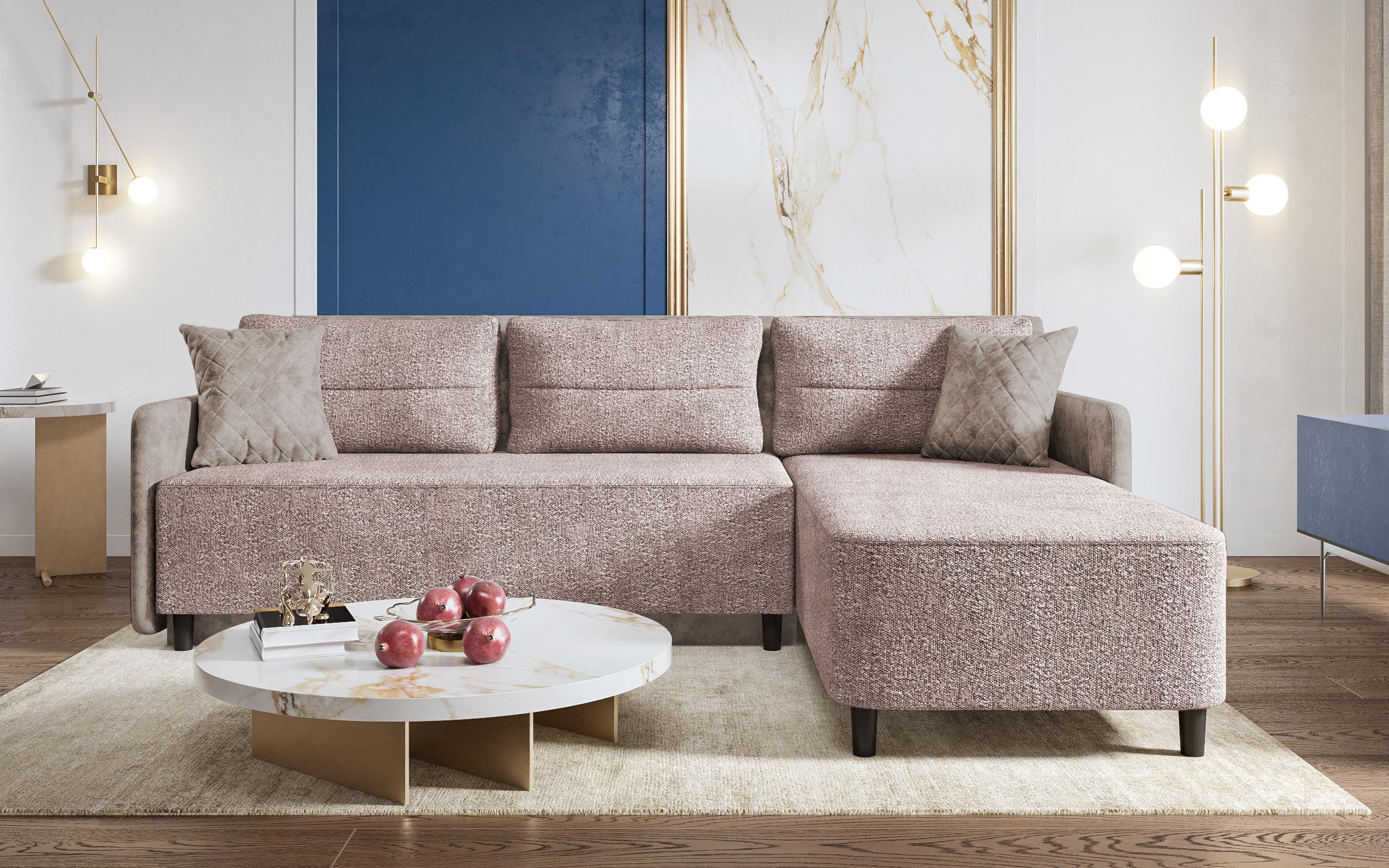 Γωνιακός καναπές Vikard, ροζ + ανοιχτό ροζ  3