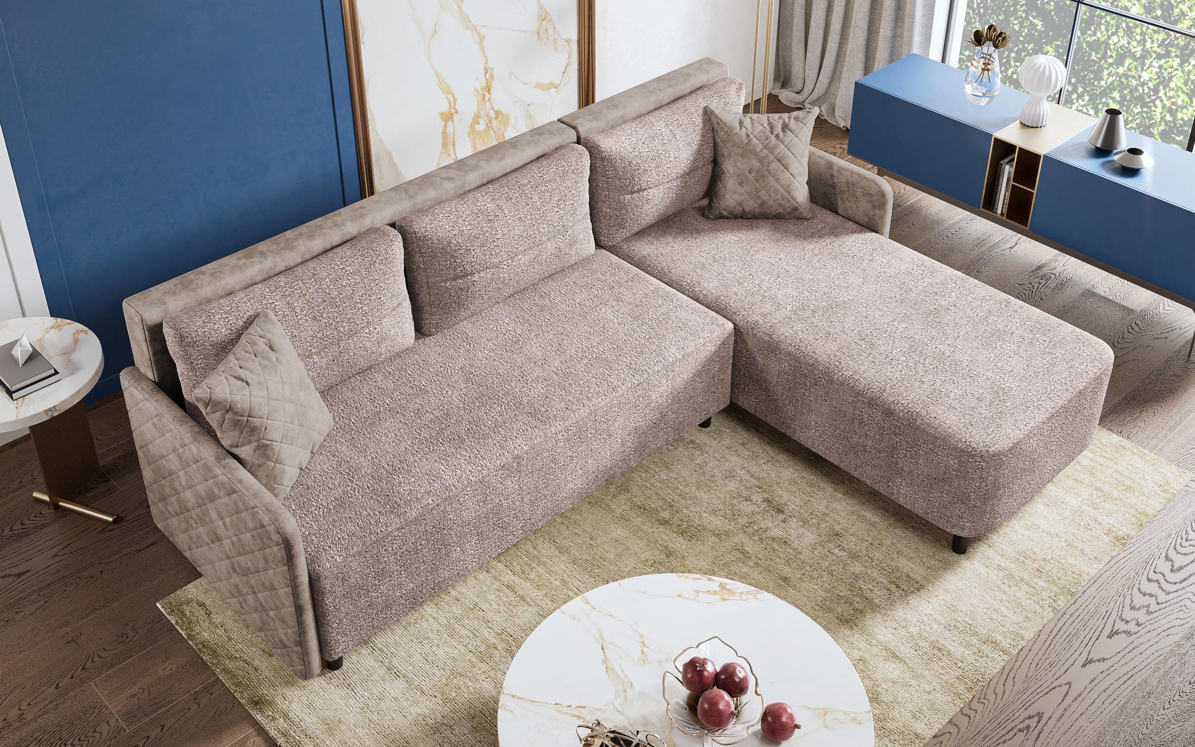 Γωνιακός καναπές Vikard, ροζ + ανοιχτό ροζ  6