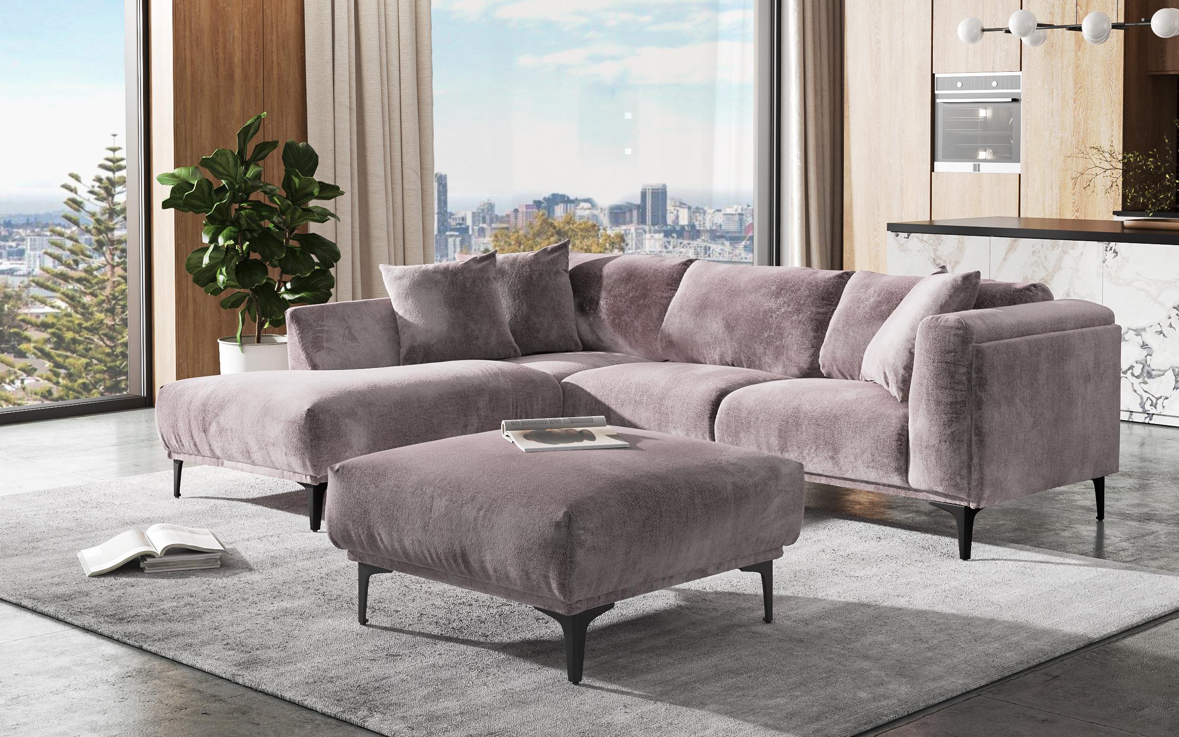 Γωνιακός καναπές West, σταχτί ροζ  7
