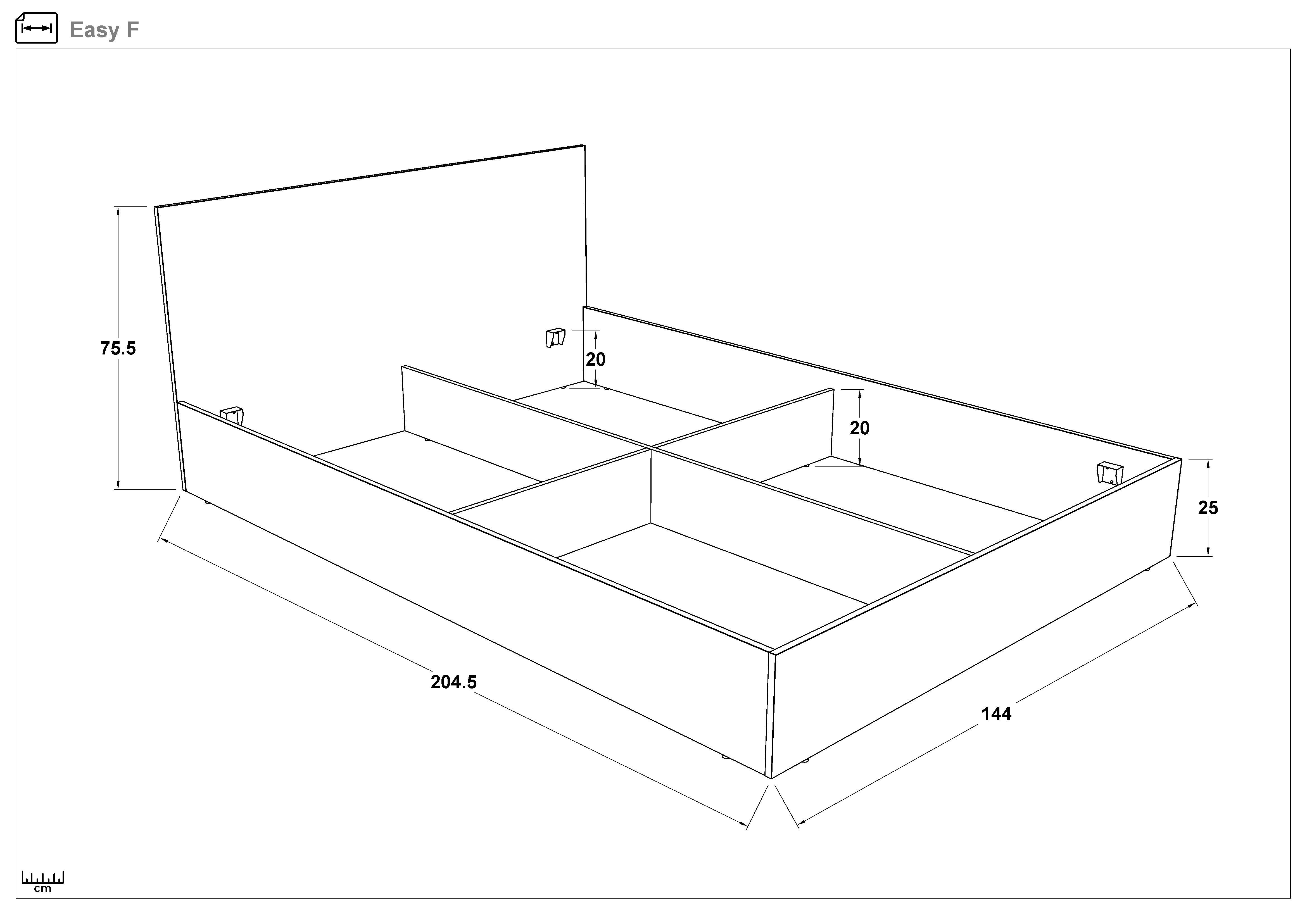 Σετ Easy 140/200 + στρώμα Leo Classic + πάτος από MDF + σετ ανύψωσης αερίου, ανοιχτόχρωμη σκανδιναβική δρυς  2