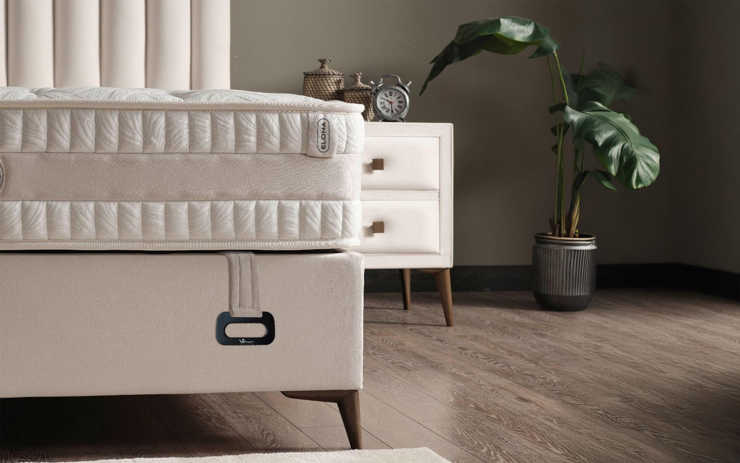 Κρεβάτι Box spring 160/200 Elona + στρώμα, κρεμ  7